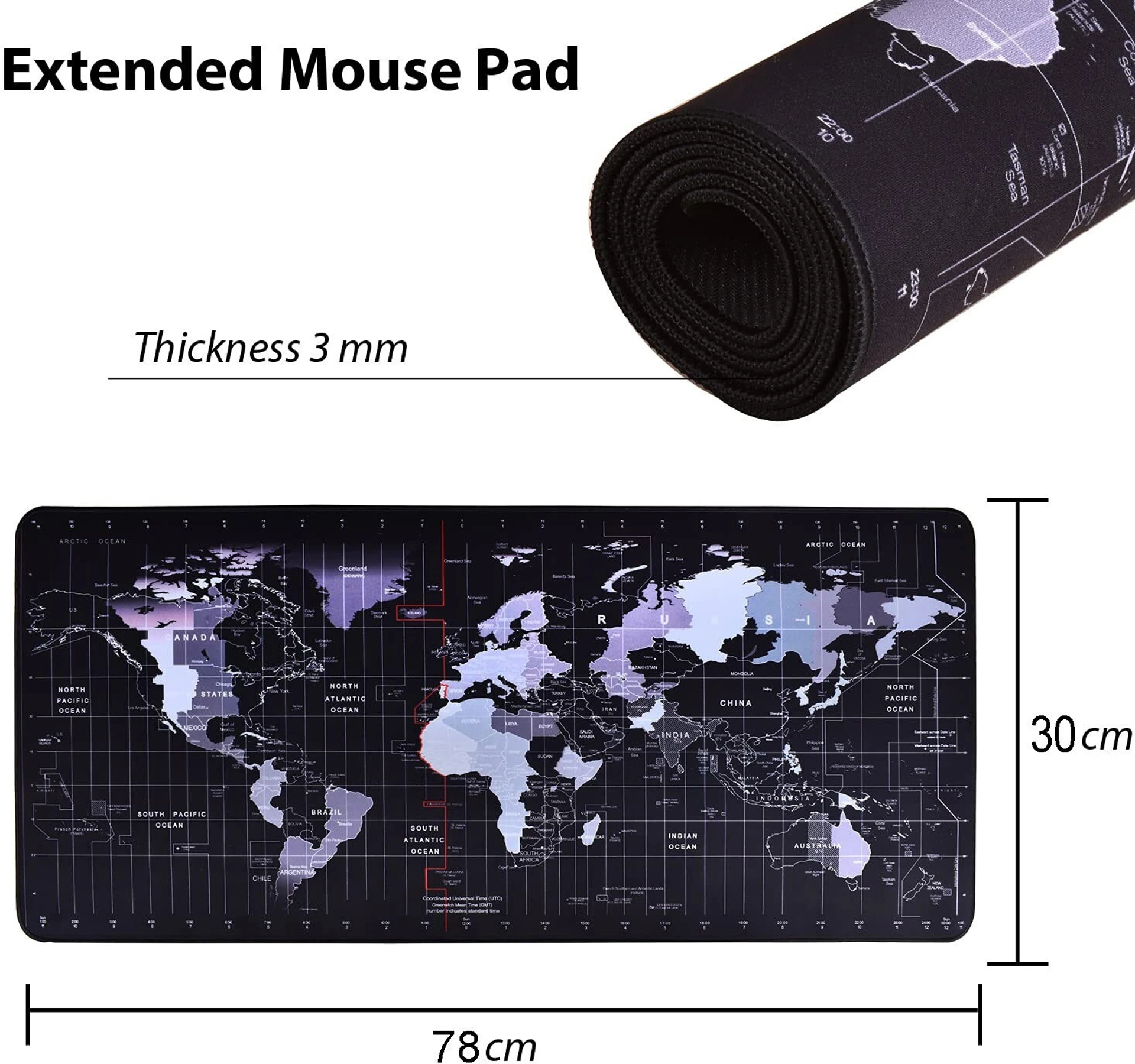 Nuevo World Map Gaming Mouse Pad | Large Desk Mat with Stitched Edges | Non-Slip Rubber Base | Keyboard & Mouse Pad for Gaming, Office, Laptop & Home - Image 5