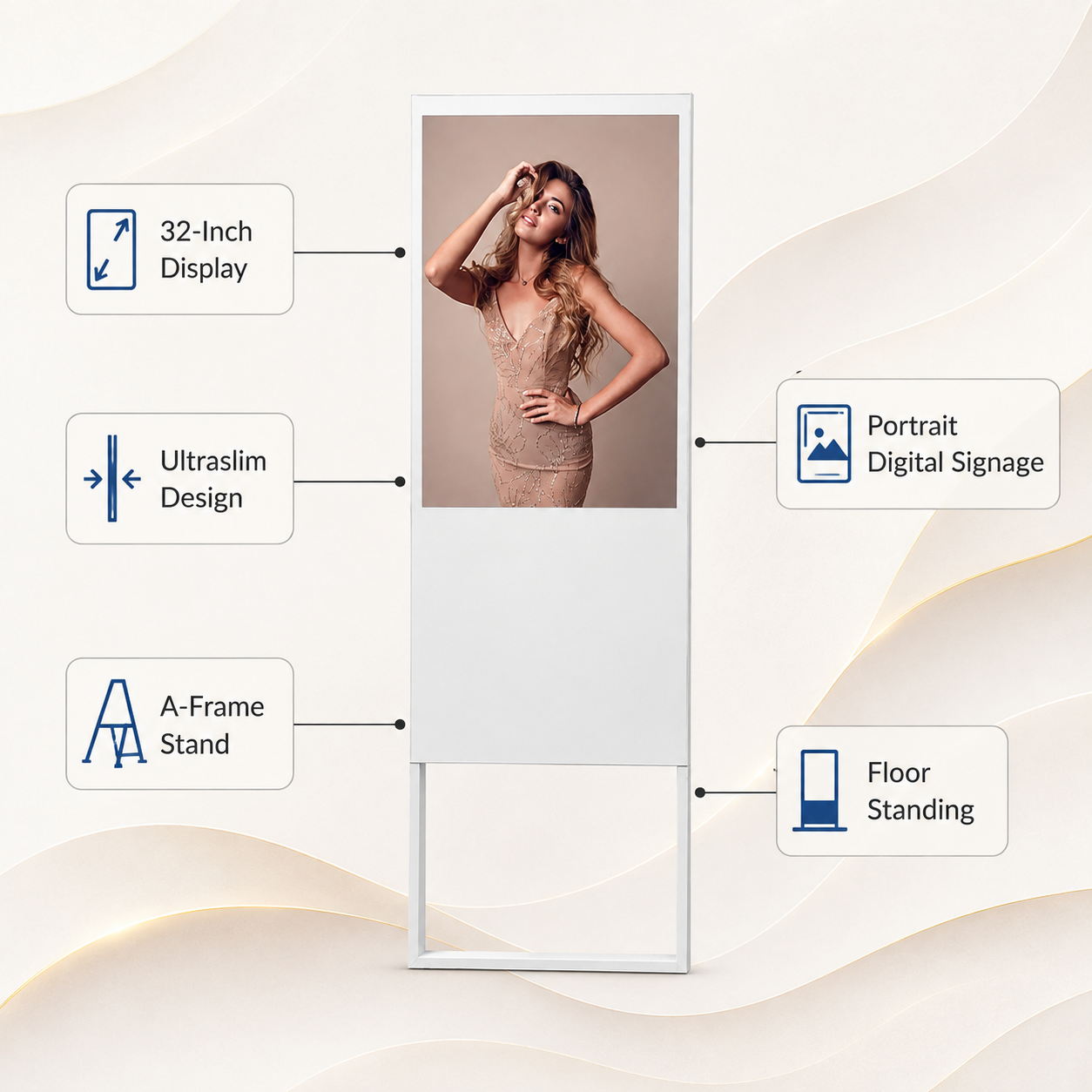 Ultraslim A-Frame Digital Advertising 32-Inch Standee | Floor Standing Digital Signage Screen for Retail, Events, Showrooms & Commercial Advertising - Image 7