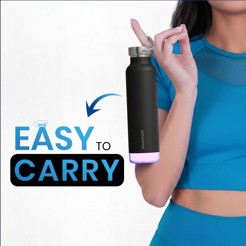 Aquaminder Thames+ Smart Water Bottle 600ml SS304 with App Connectivity – Black - Image 8