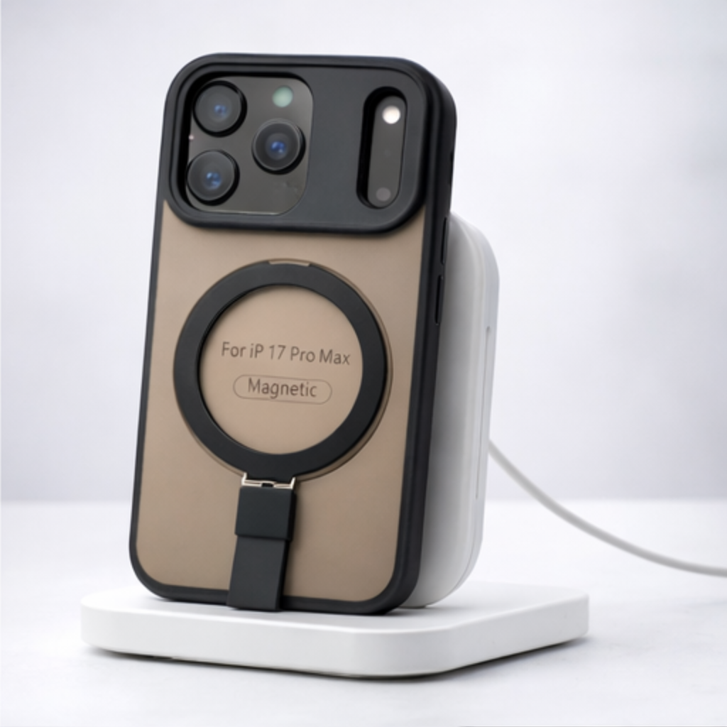 Matte Transparent MagSafe Case with Kickstand for iPhone 17 Pro Max (Smoke Brown Finish, Shockproof Design) - Image 2