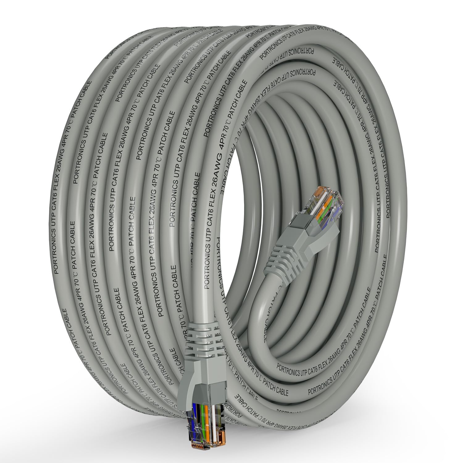 Portronics NetX10 CAT-6 Ethernet Cable 10M, RJ45 to RJ45 LAN Cable, 1000 Mbps Speed, 250 MHz Bandwidth, Copper-Plated Connectors & Copper Clad Wires, Durable PVC Build,for Router,PC,CCTV,Laptop(Grey) - Image 1