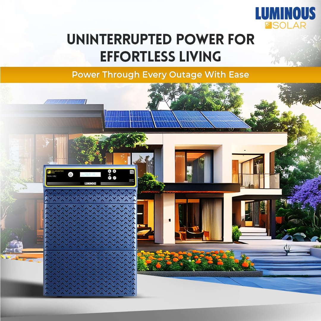 Luminous Solarverter PRO PCU 5KVA / 48V – Hybrid Solar Inverter, Pure Sine Wave, Smart Energy Management, High Efficiency, 2 Years Warranty, Ideal for Homes, Offices & Small Businesses - Image 3