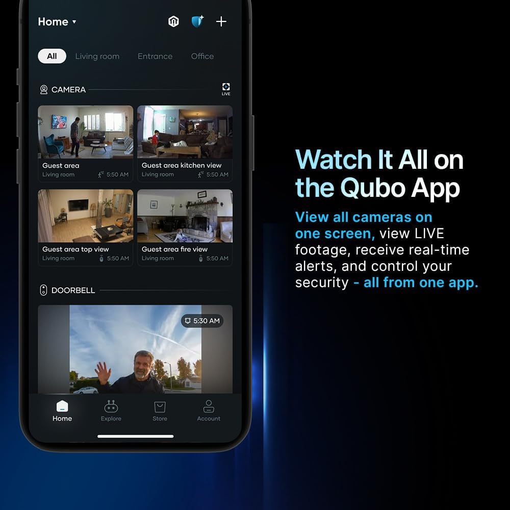 Qubo Smart 360 Ultra 2K 4MP 1440p WiFi CCTV Security Camera for Home from Hero Group | Mobile App | Two Way Talk | Night Vision | Cloud & SD Card Recording | Made in India | Alexa & OK Google | - Image 7