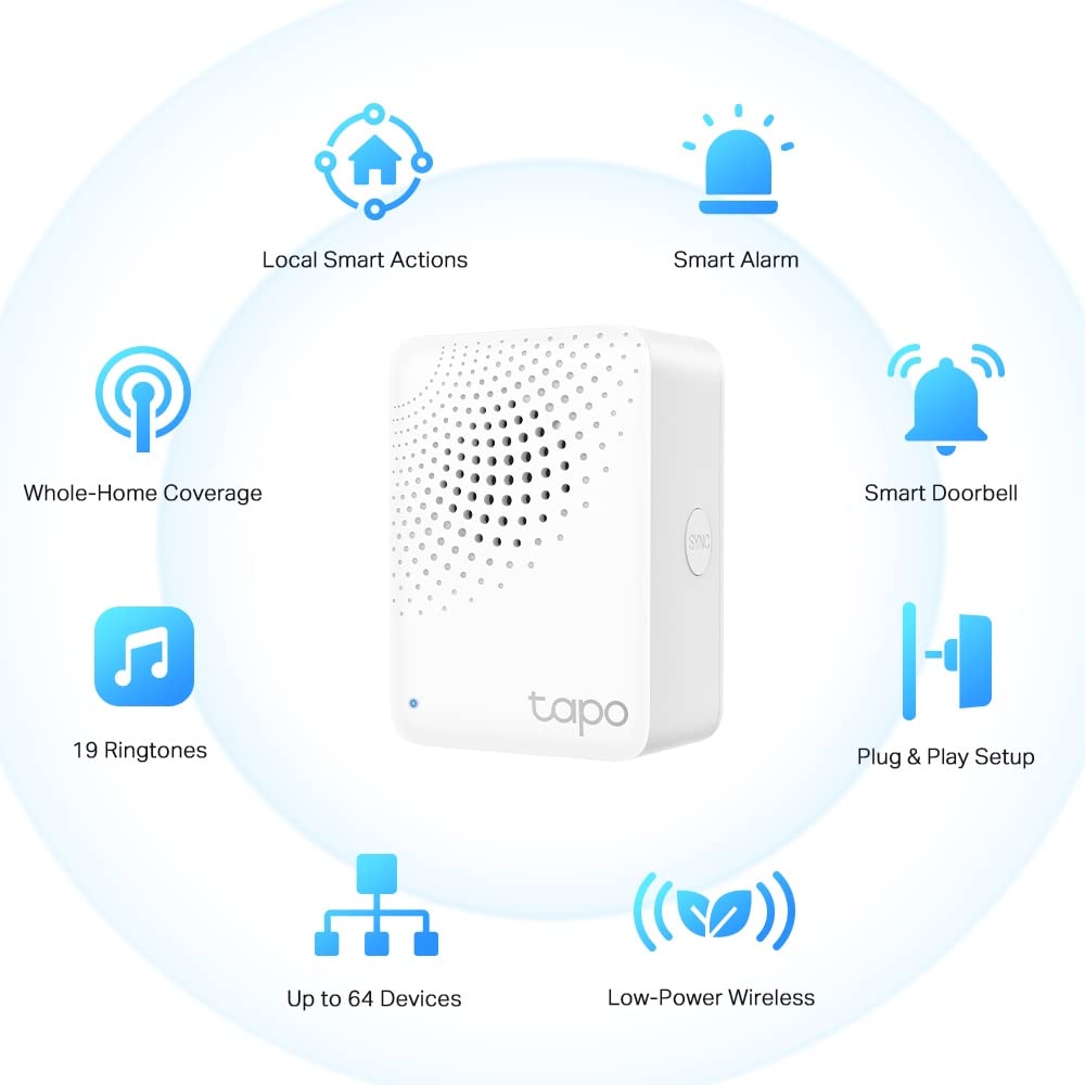 Tapo Tp-Link H100 Iot Smart Hub with Chime, Smart Alarm and Doorbell, Smart Actions with Sensors, Switches & Buttons, Connect with Up to 64 Smart Devices, Alexa, Google Assistant Compatible Tapo Tp-Link H100 Iot Smart Hub with Chime, Smart Alarm and Doorbell, Smart Actions with Sensors, Switches & Buttons, Connect with Up to 64 Smart Devices, Alexa, Google Assistant Compatible - Image 2