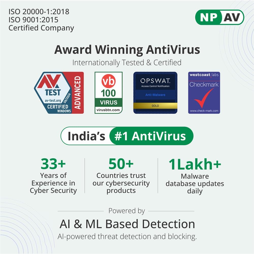 Net Protector Antivirus - Total Security 2026 | Windows PC/Laptop | 1 Year - 1 PC with ZeroVDeepLearn Ai (Email Delivery in 1 Hour - No CD) Net Protector Antivirus - Total Security 2026 | Windows PC/Laptop | 1 Year - 1 PC with ZeroVDeepLearn Ai (Email Delivery in 1 Hour - No CD) - Image 4