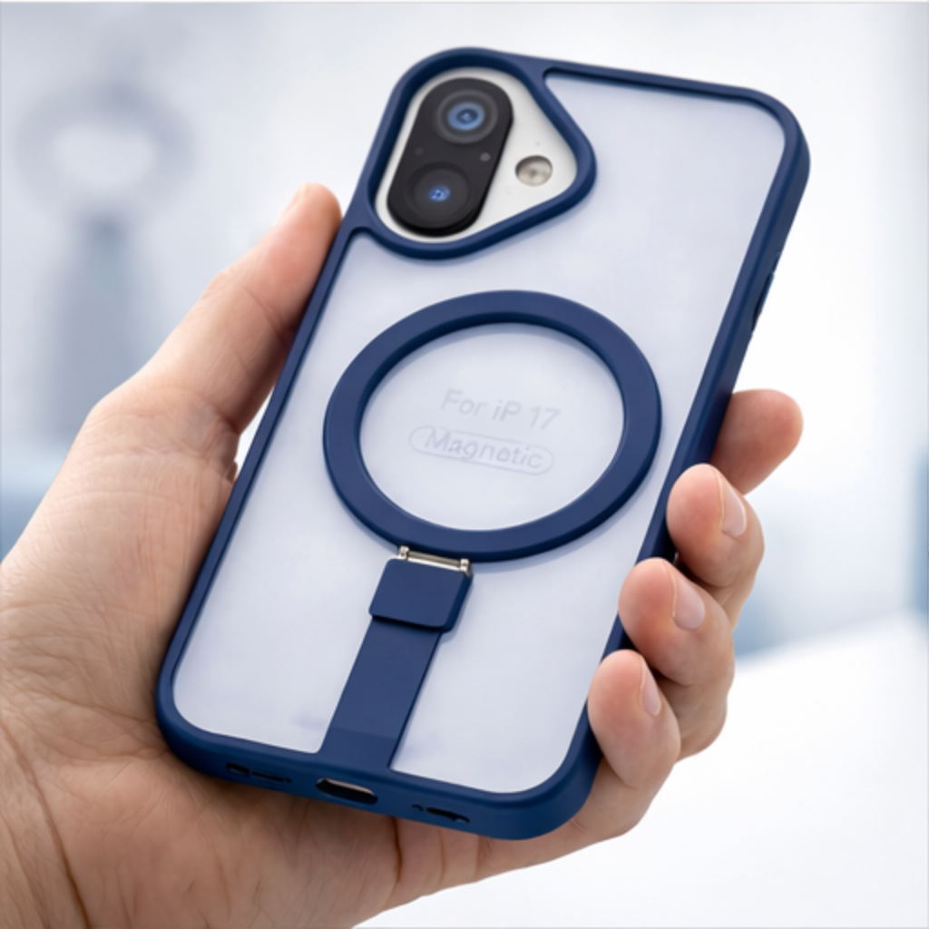 MagSafe Magnetic Phone Case with Built-in Kickstand for iPhone 17 (Transparent Frost Back, Shockproof Frame) - Image 5