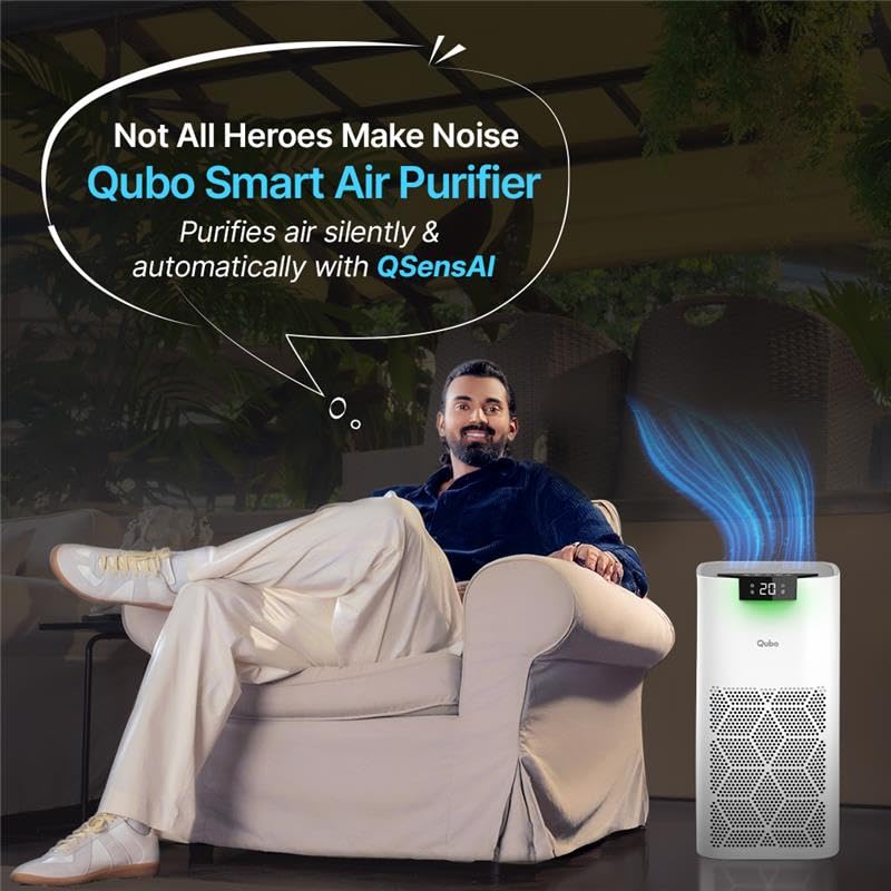 Qubo Smart Air Purifier for Home Q500, From Hero Group, Up To 500 Sqft, Removes 99.99% Allergens, App & Voice Control, Filter Life 9000 Hrs, True HEPA H13 Filter, Energy Saving, Ultra Quiet BLDC Motor - Image 3