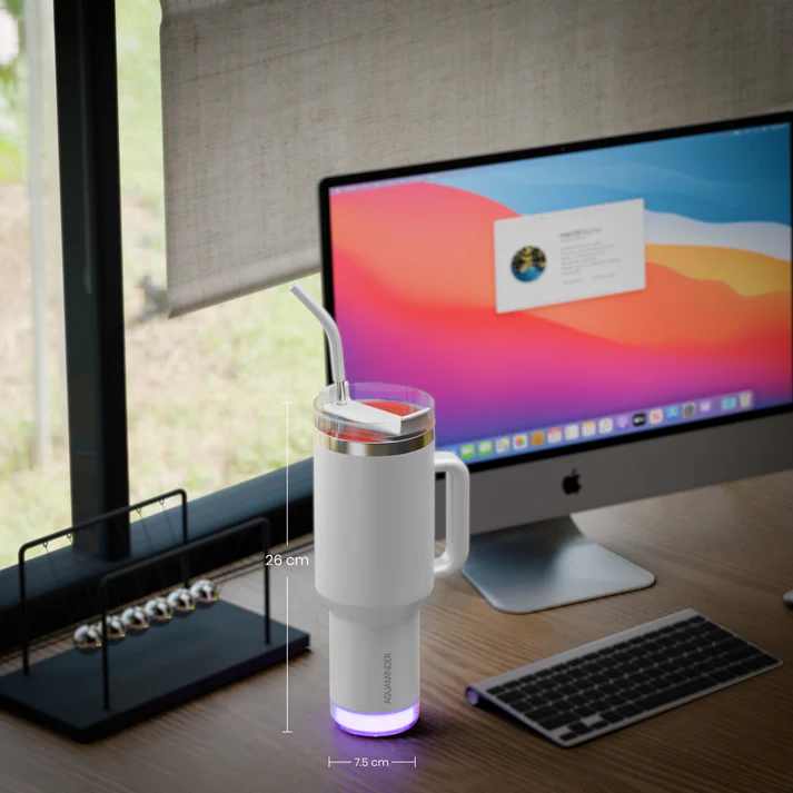 Aquaminder Smart Tumbler 1200ml Stainless Steel Vacuum Flask with Lid & Straw – SS304, Cup Holder Friendly | Car, Gym, Yoga & Travel Mug (Nile Plus, White) - Image 6