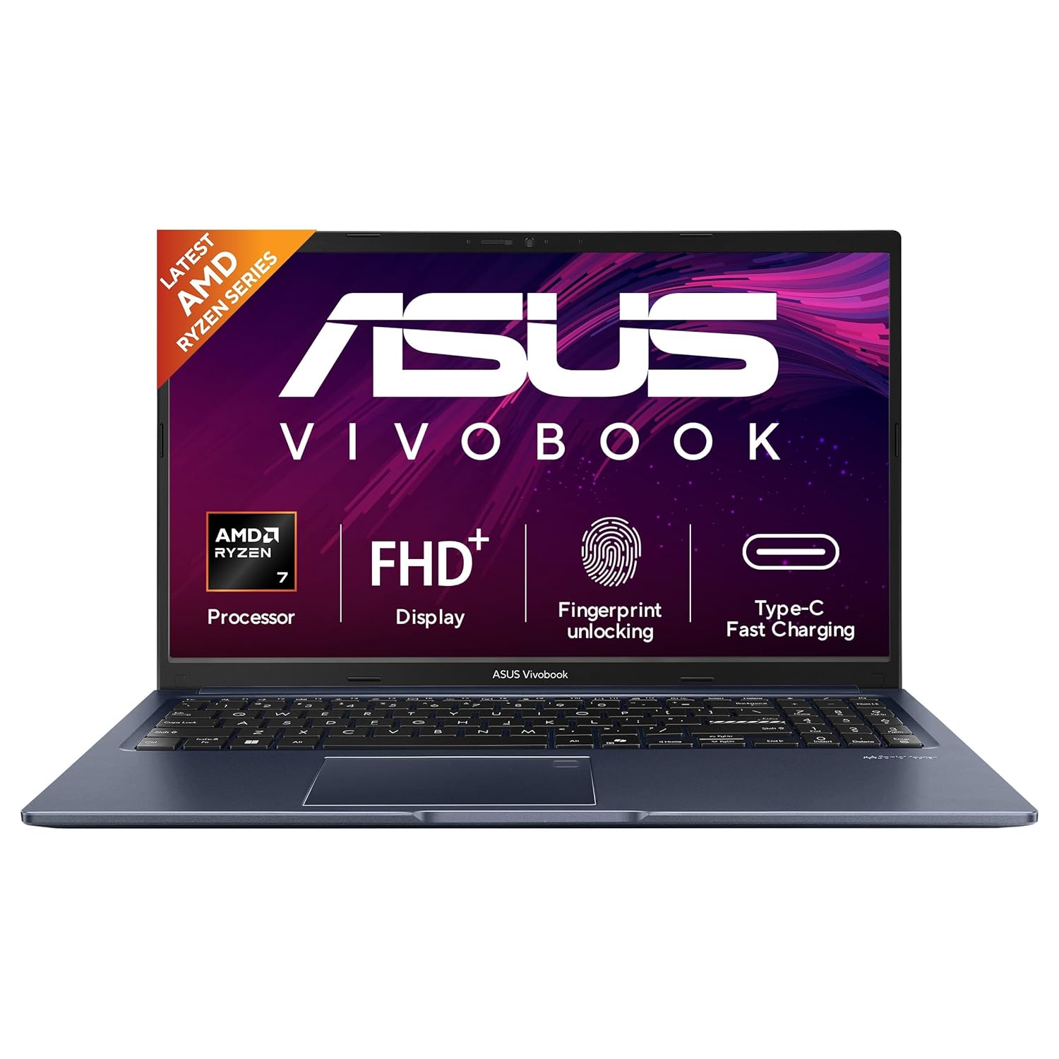 ASUS Vivobook 15 (2026),AMD Ryzen 7 170,Fingerprint Sensor,16GB RAM,512GB SSD,FHD, 15.6",(39.6 cm), Windows 11, M365 Basic(1 Year)* Office 2024,Quiet Blue,1.70 kg, M1502NAQ-BQ120WS,Thin & Light Laptop - Image 1