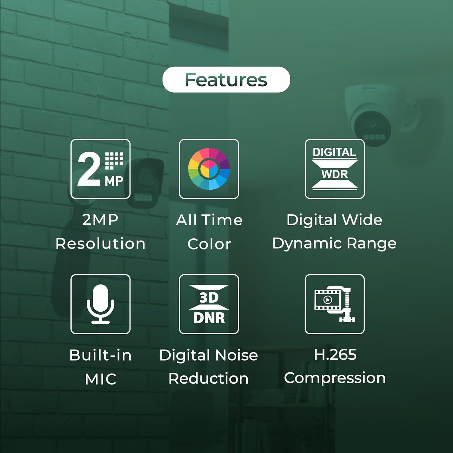 Trueview 2MP Dual Light HD CCTV Camera Combo Wired CCTV Camera Works with DVR 2 Dome & 2 Bullet Cameras with Built-in Mic,All Time Color Vision,3.6mm Lens,20M IR,15M White LED,H.265,4-TVI/AHD/CVI/CVBS - Image 6