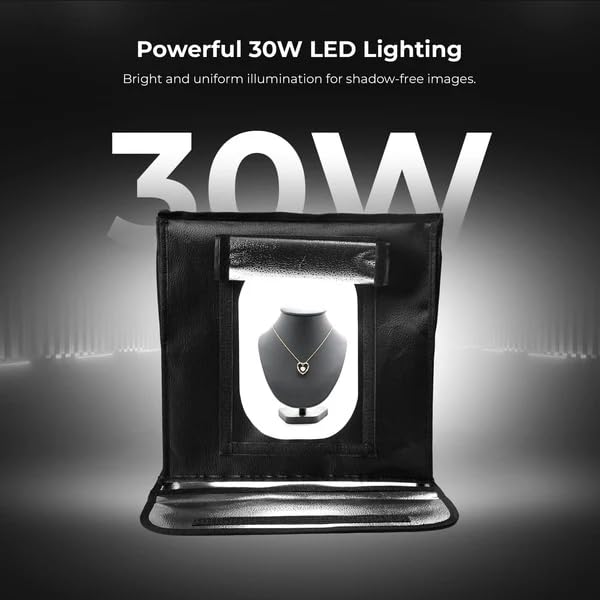 Digitek (DPLB 4040) Professional 40cm Photography LED Light Box, 30W Dual Bi-Color LED Panels, 2800K–6800K, 90 CRI, 0-100% Dimming, 6 Color PVC Backgrounds, Shadow-Free Shooting for Camera & Phone - Image 3