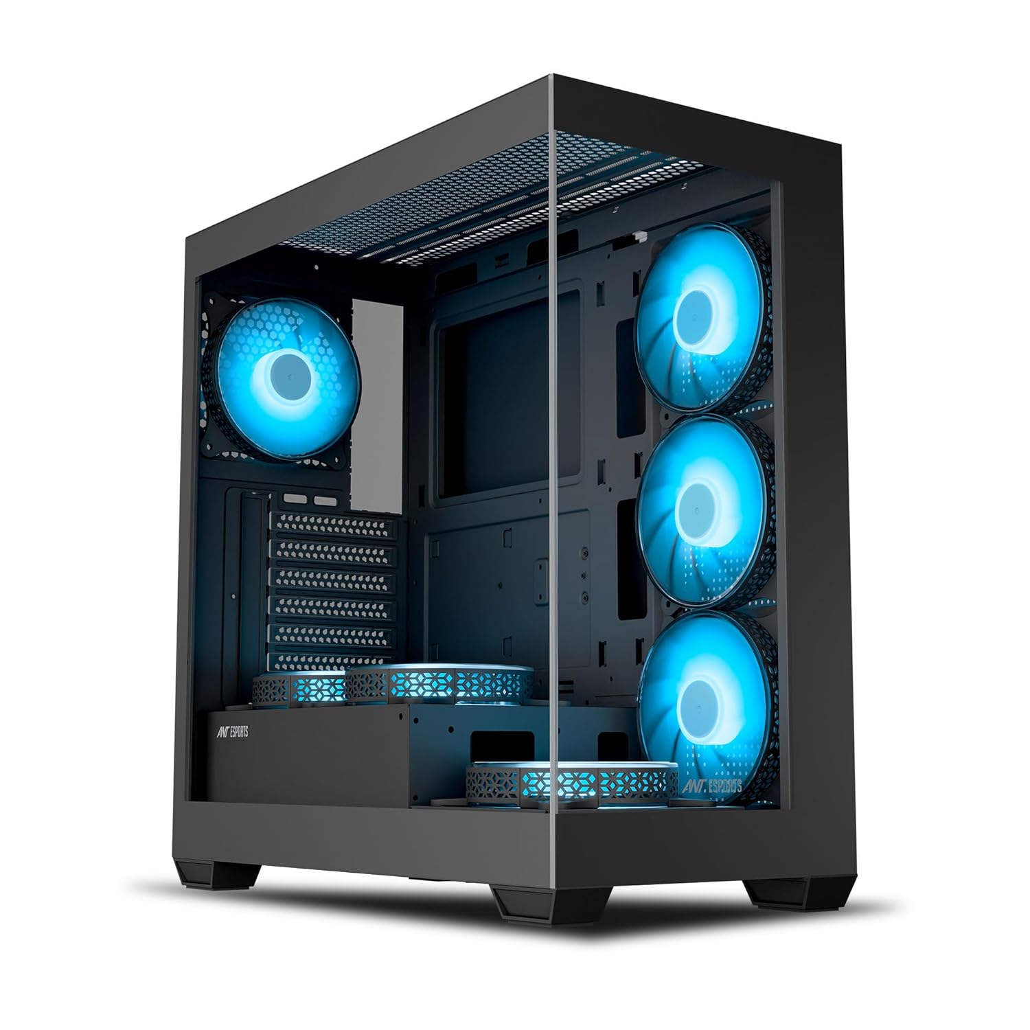 Ant Esports Crystal X7 ATX Computer Case/Gaming BlackType-C, supports ATX Micro-ATX Mini-ITX, 3 M/B plate fans, 2 PSU shroud fans - Image 1