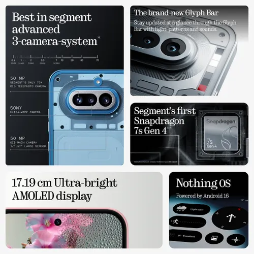 Nothing Phone 4a 5G (8GB RAM, 128GB Storage) | Qualcomm Snapdragon 7s Gen | 5400 mAh Battery | Transparent Design | Blue - Image 4