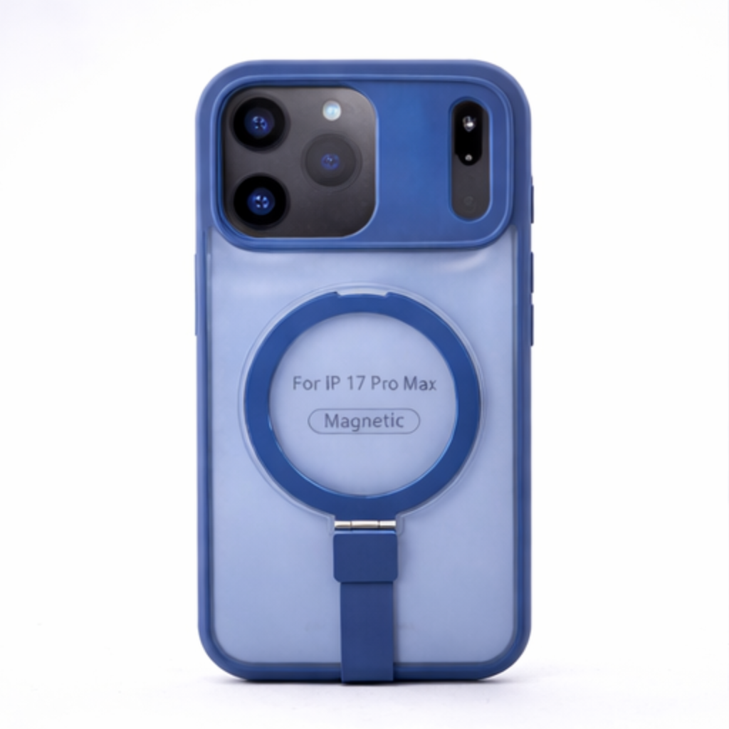 Matte Transparent MagSafe Case with Kickstand for iPhone 17 Pro Max (Frost Blue Finish, Shockproof Design) - Image 3