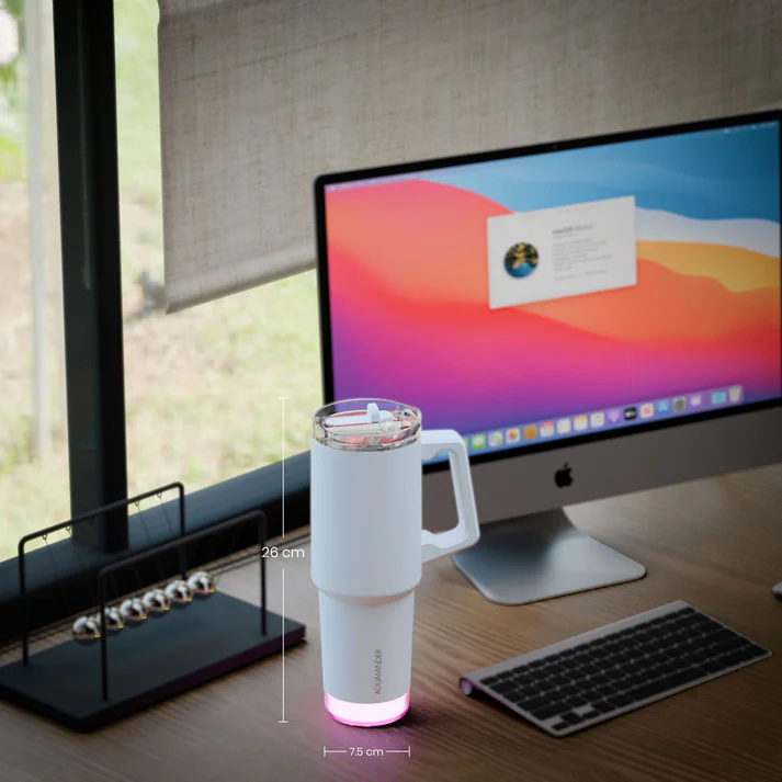 Aquaminder Nile Go+ Smart Tumbler 800ml with Sipper Cap & App Connectivity – White - Image 6
