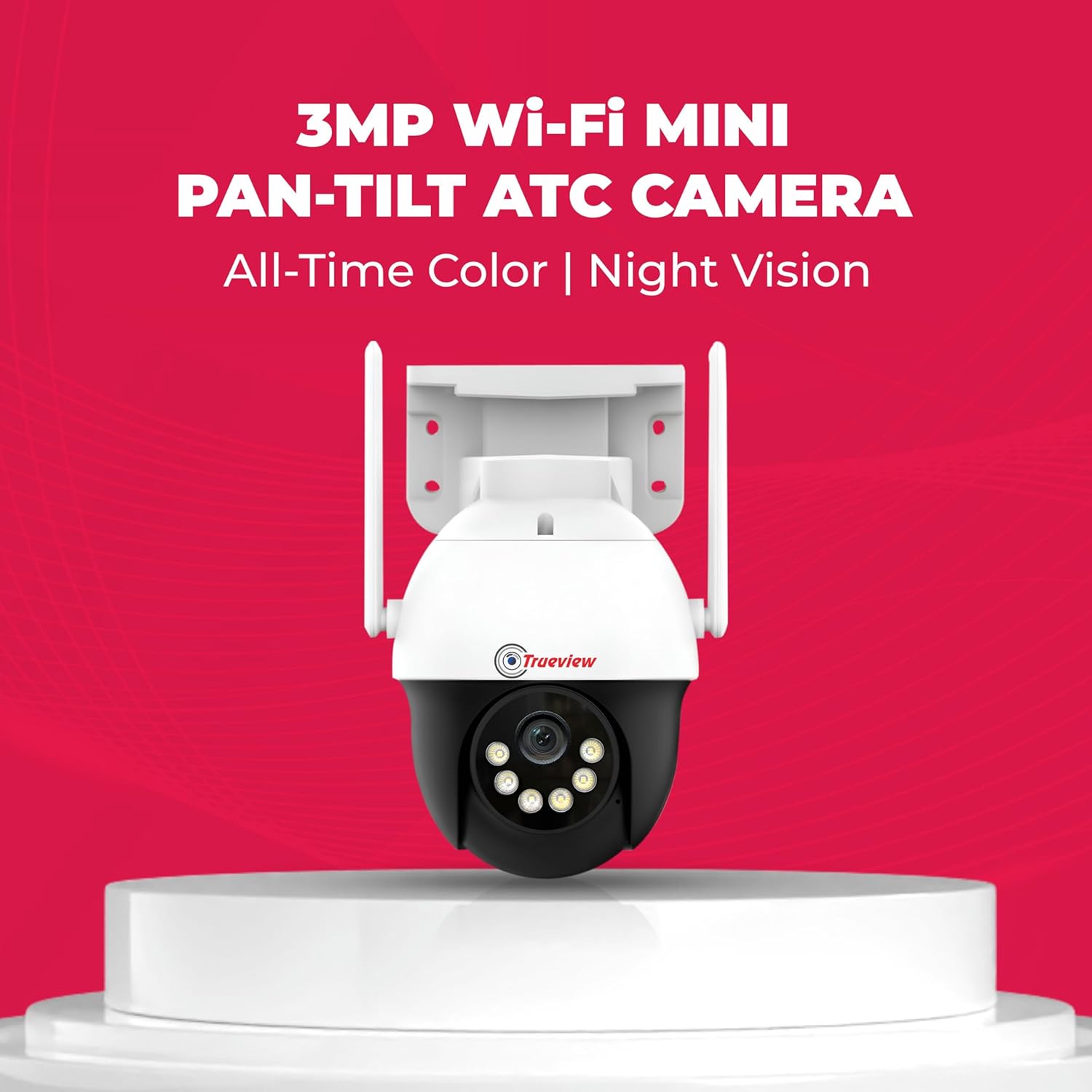 Trueview WiFi 3MP Mini Pan-Tilt-Zoom CCTV Camera | STQC Certified | Indoor & Outdoor Security Camera | Color Night Vision | Cloud & SD Card Storage up to 256GB | Two-Way Talk - Image 2