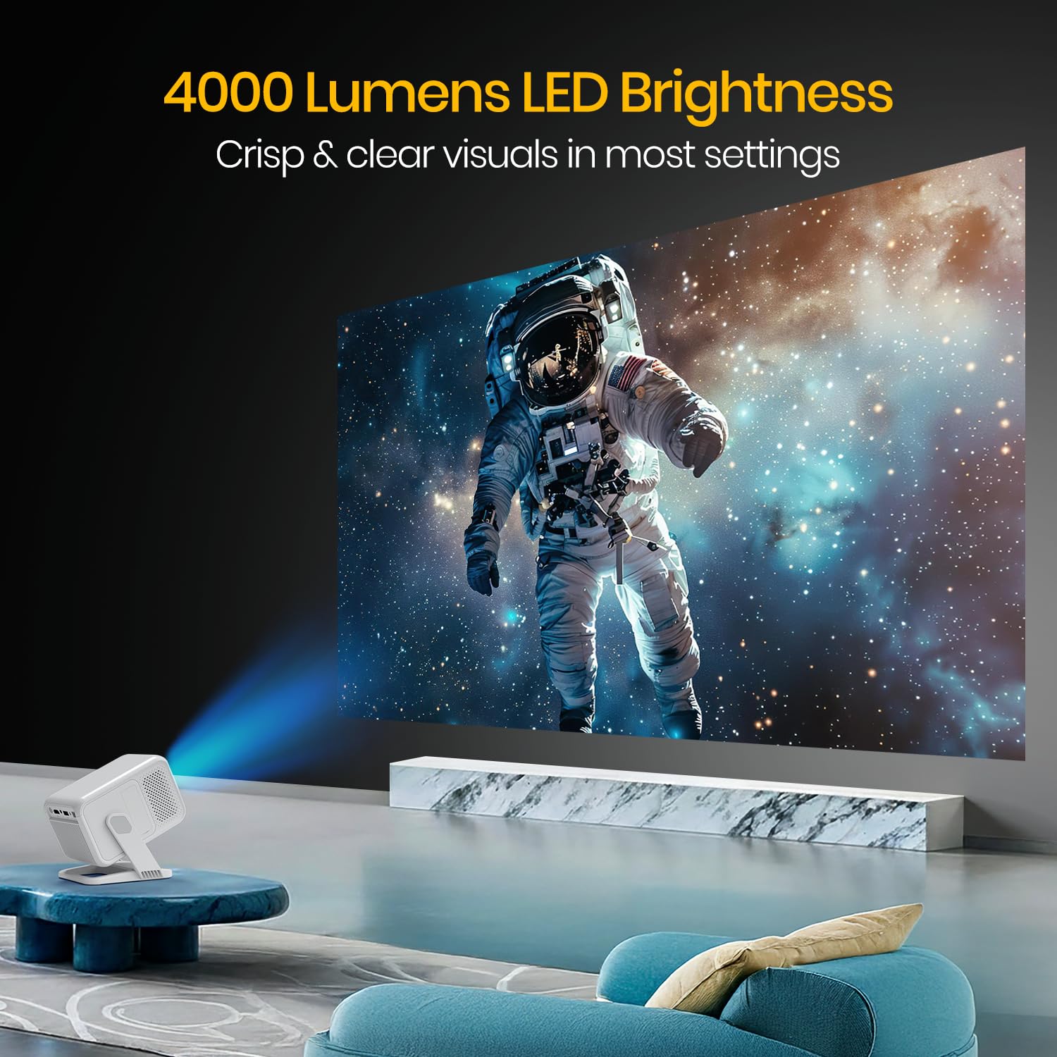 Portronics Beem 450 Smart LED Projector with 1080p Full HD Resolution – White - Image 4