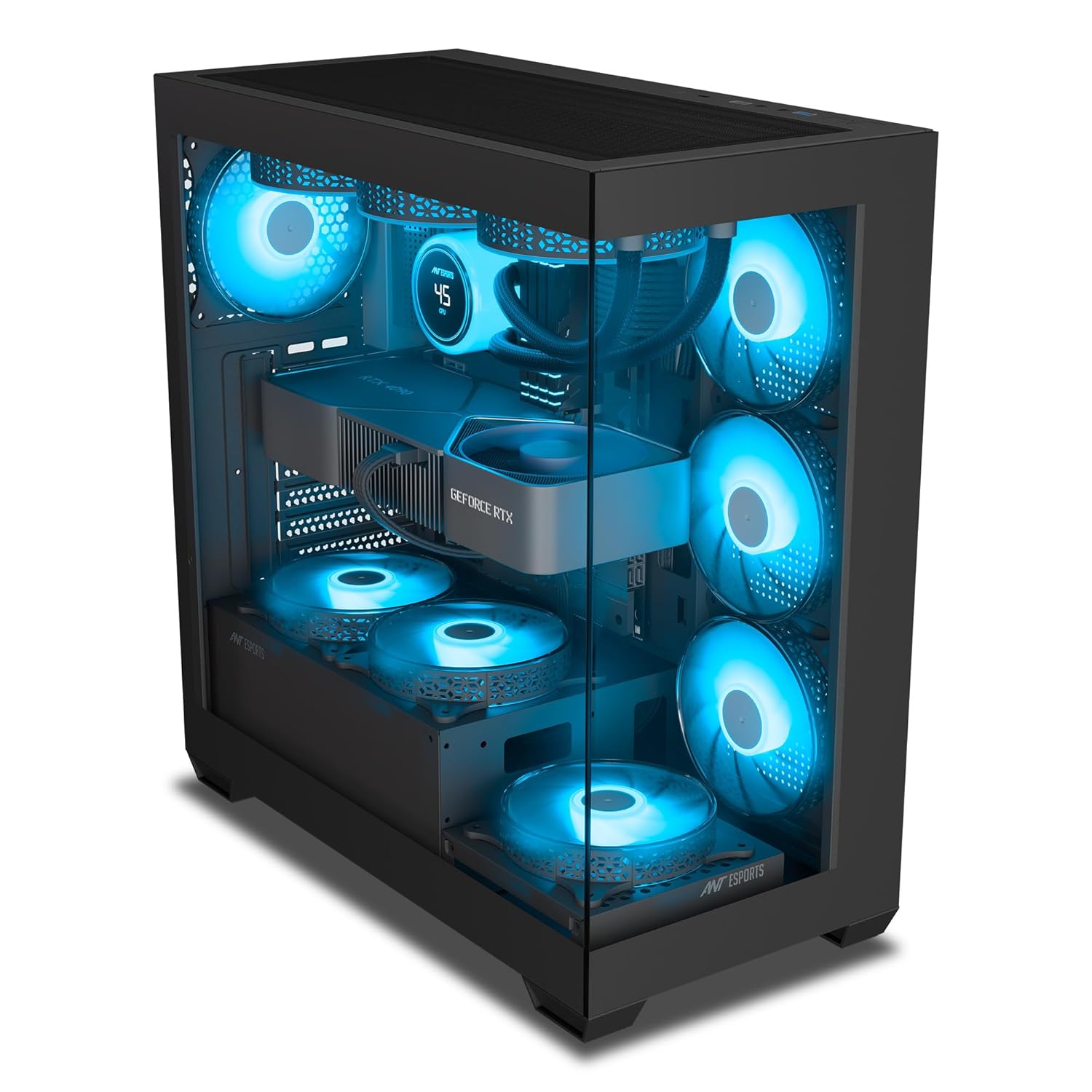 Ant Esports Crystal X7 ATX Computer Case/Gaming BlackType-C, supports ATX Micro-ATX Mini-ITX, 3 M/B plate fans, 2 PSU shroud fans - Image 6