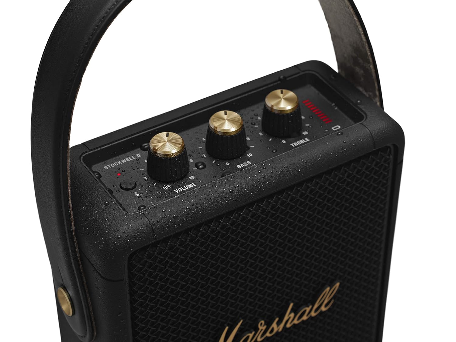 Marshall Stockwell II Portable Bluetooth Speaker with 20+ Hours of Portable Playtime, (360° Sound), Water-Resistant (IPX4) – Black & Brass. - Image 6