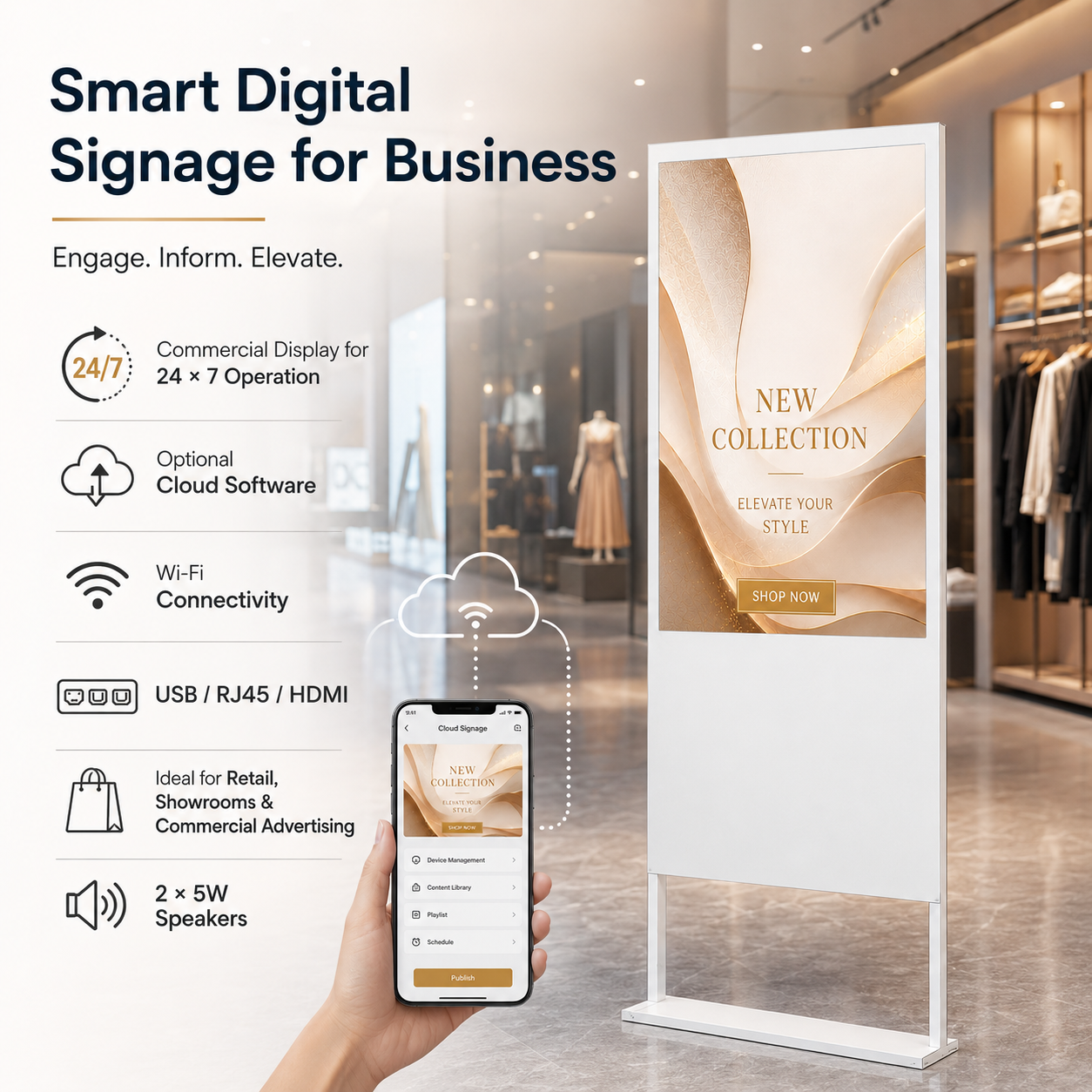 Ultraslim A-Frame Digital Advertising 32-Inch Standee | Floor Standing Digital Signage Screen for Retail, Events, Showrooms & Commercial Advertising - Image 5