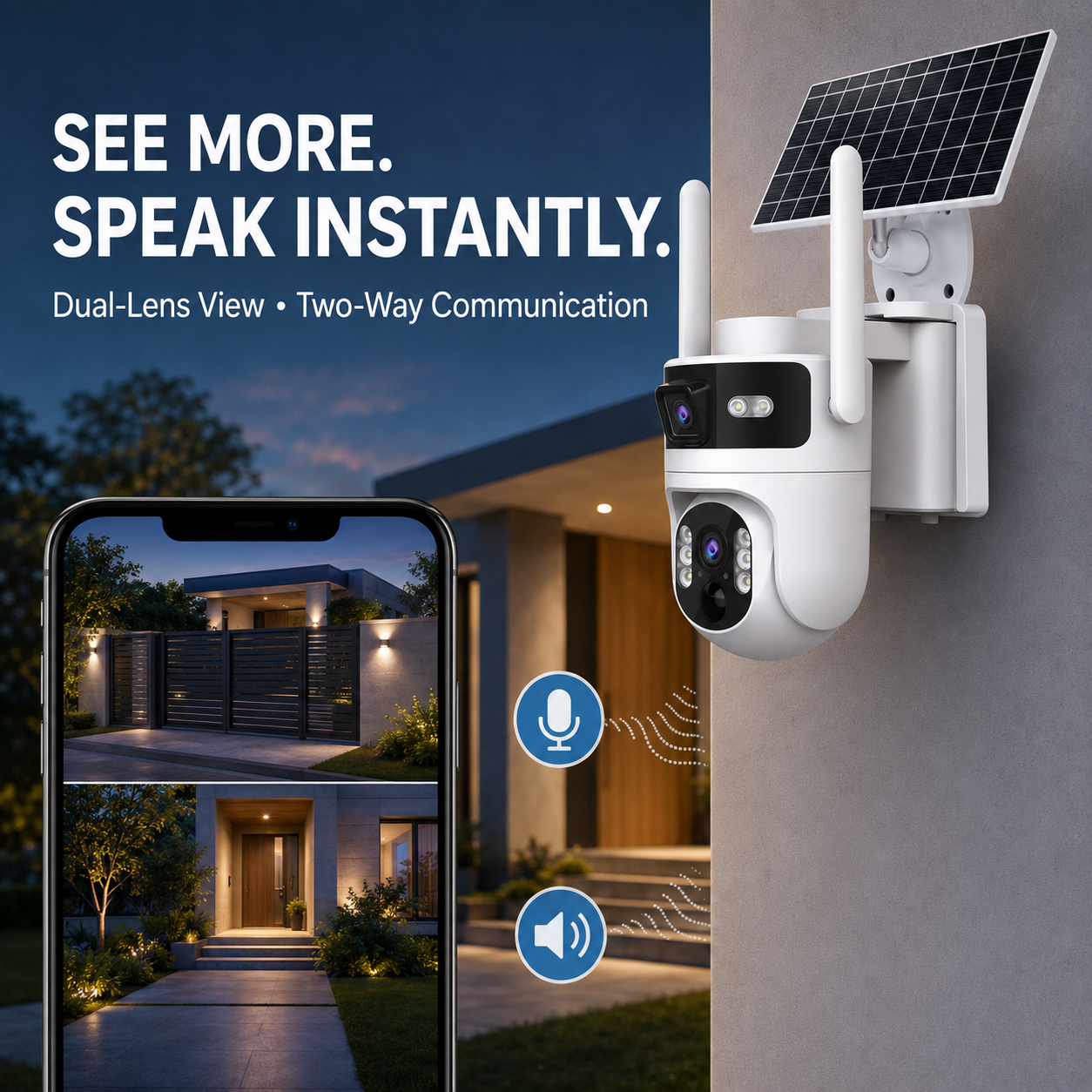 Consistent 4G LINKAGE Pan tilt Solar Camera | 3MP+3MP Dual lens | Two Way Communication Camera - Image 5