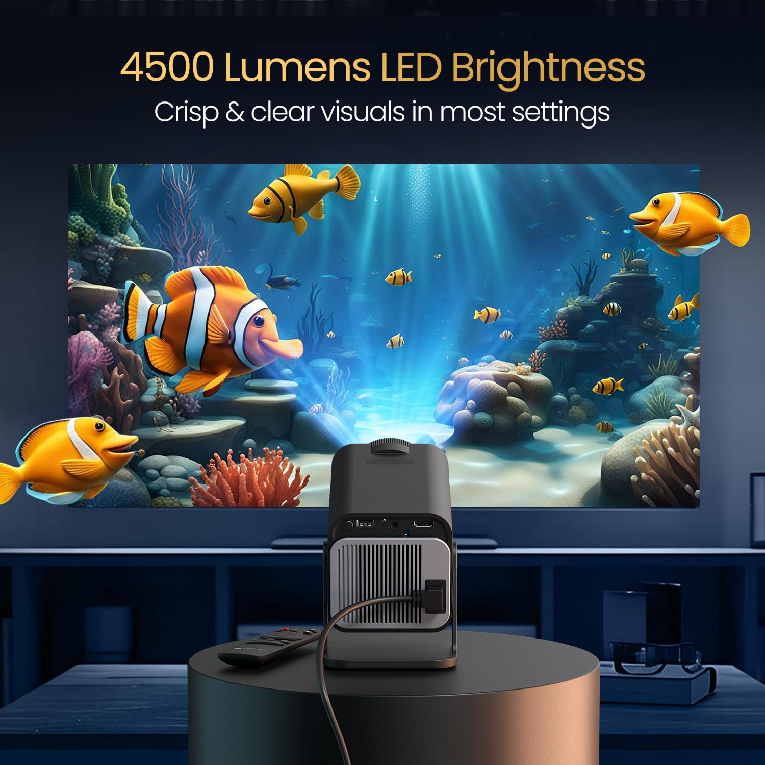 Portronics Beem 470 Smart LED Projector with 1080p Full HD Resolution, Rotatable Design, Built-in Streaming Apps (Netflix, Prime Video, Hotstar), 4500 Lumens, Screen Mirroring, 5 Watt Speaker(Black) - Image 5