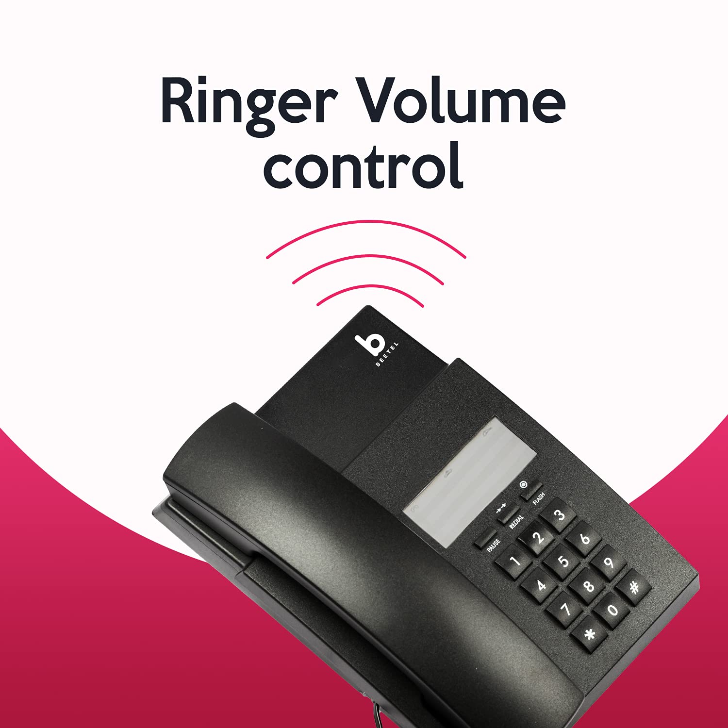 Beetel B80 Corded Landline Phone, Ringer Volume Control, Wall/Desk Mountable, Clear Call Quality, Mute/Pause/Flash/Redial, Black - Image 2