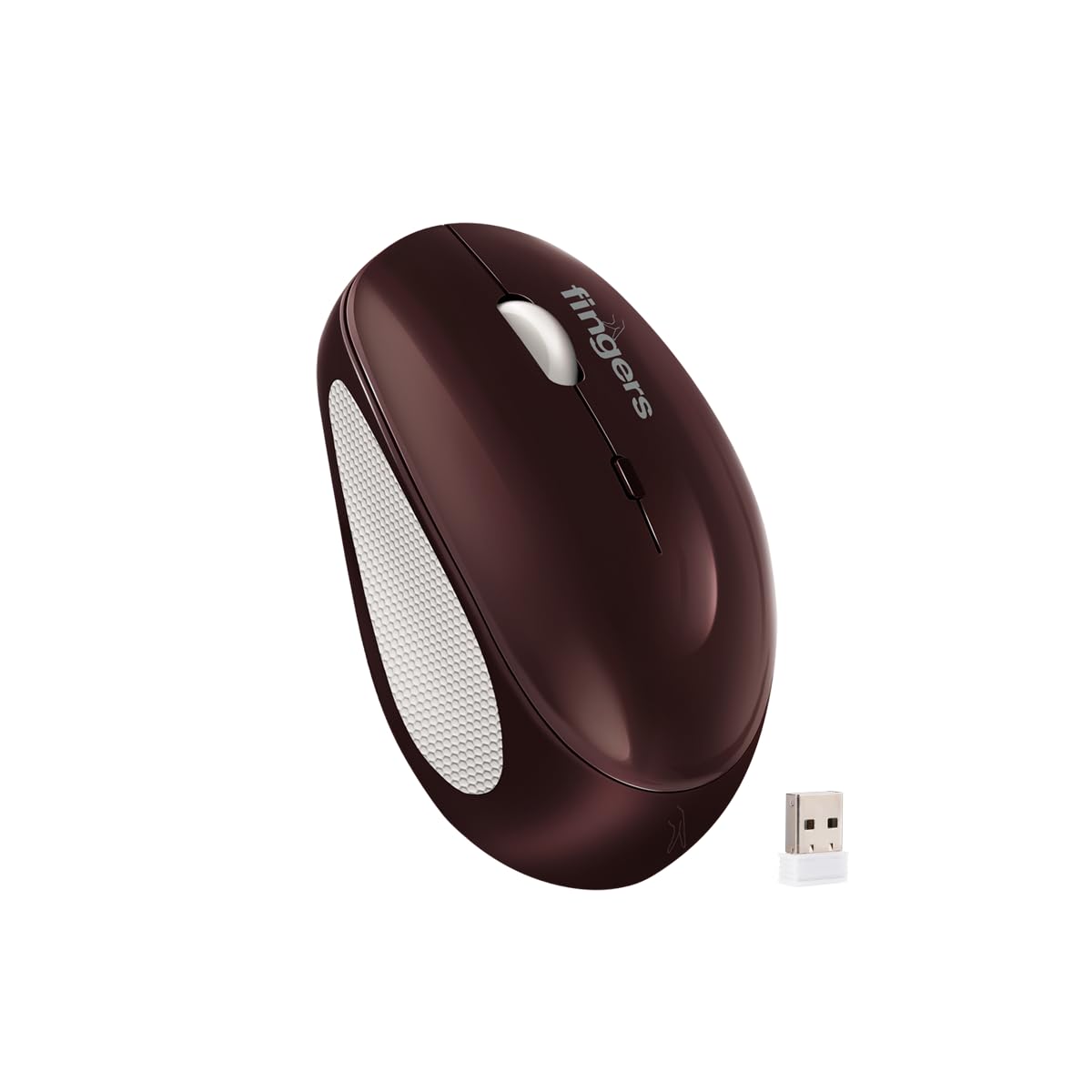FINGERS CherryGrip Wireless Mouse - 3-in-1 (Bluetooth + USB Receiver + Rechargeable), Adjustable DPI (800/1200/1600), Ambidextrous, Anti-Slip Grip, Simple Plug-n-Play - Cherry Red - Image 1