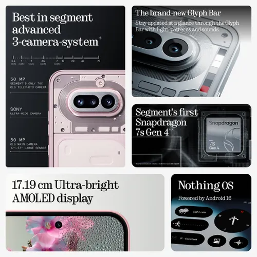 Nothing Phone 4a 5G (8GB RAM, 256GB Storage) | Qualcomm Snapdragon 7s Gen | 5400 mAh Battery | Transparent Design | Pink - Image 6