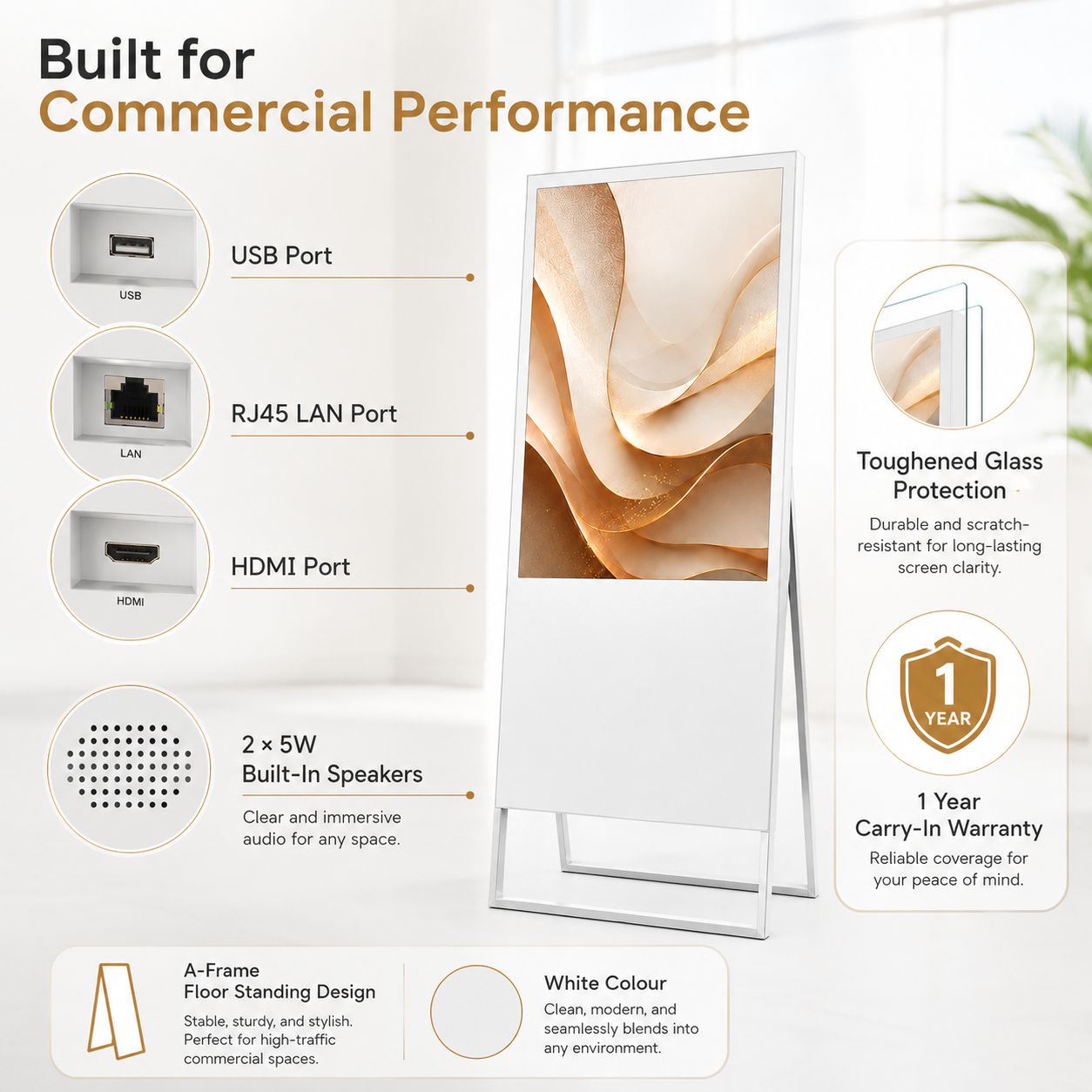 Ultraslim A-Frame Digital Advertising 32-Inch Standee | Floor Standing Digital Signage Screen for Retail, Events, Showrooms & Commercial Advertising - Image 4