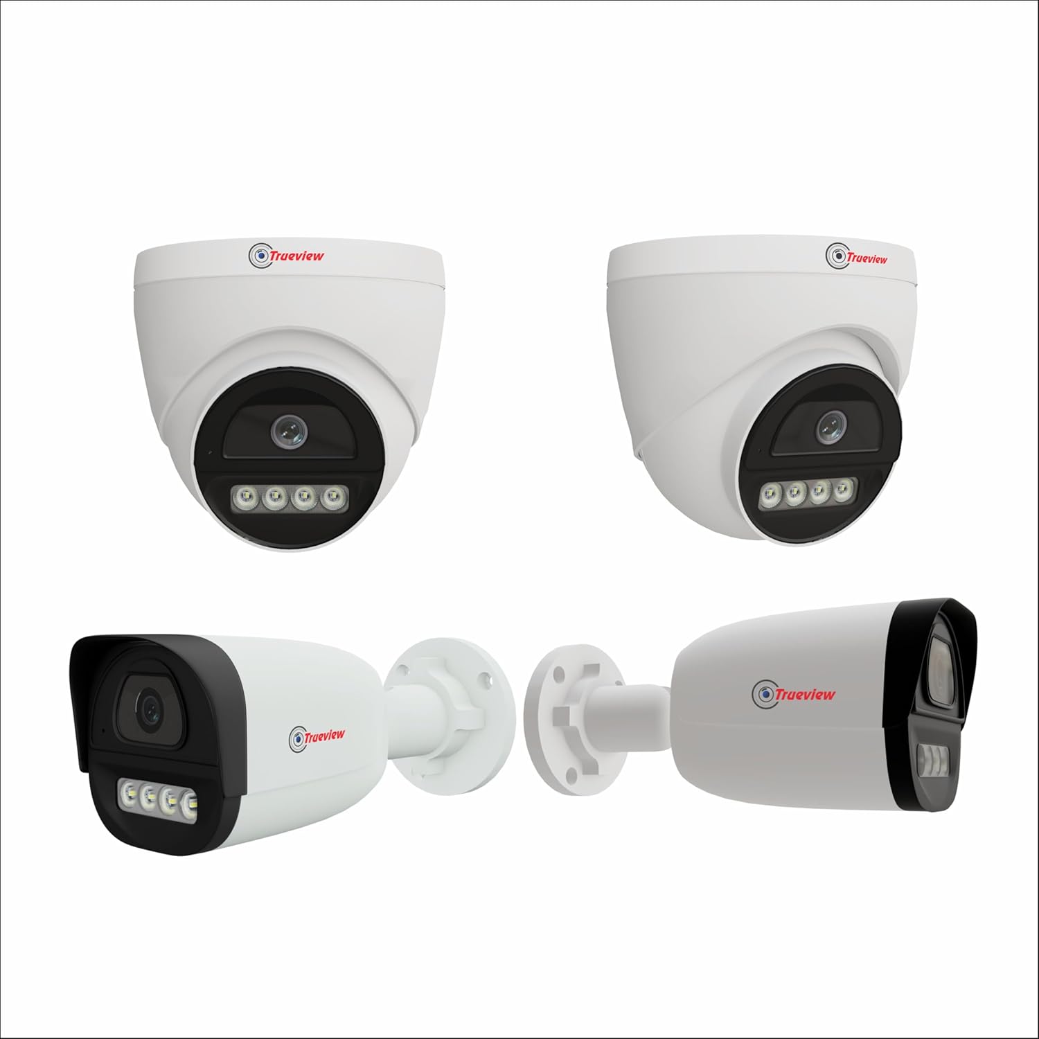 Trueview 2MP Dual Light HD CCTV Camera Combo Wired CCTV Camera Works with DVR 2 Dome & 2 Bullet Cameras with Built-in Mic,All Time Color Vision,3.6mm Lens,20M IR,15M White LED,H.265,4-TVI/AHD/CVI/CVBS - Image 1