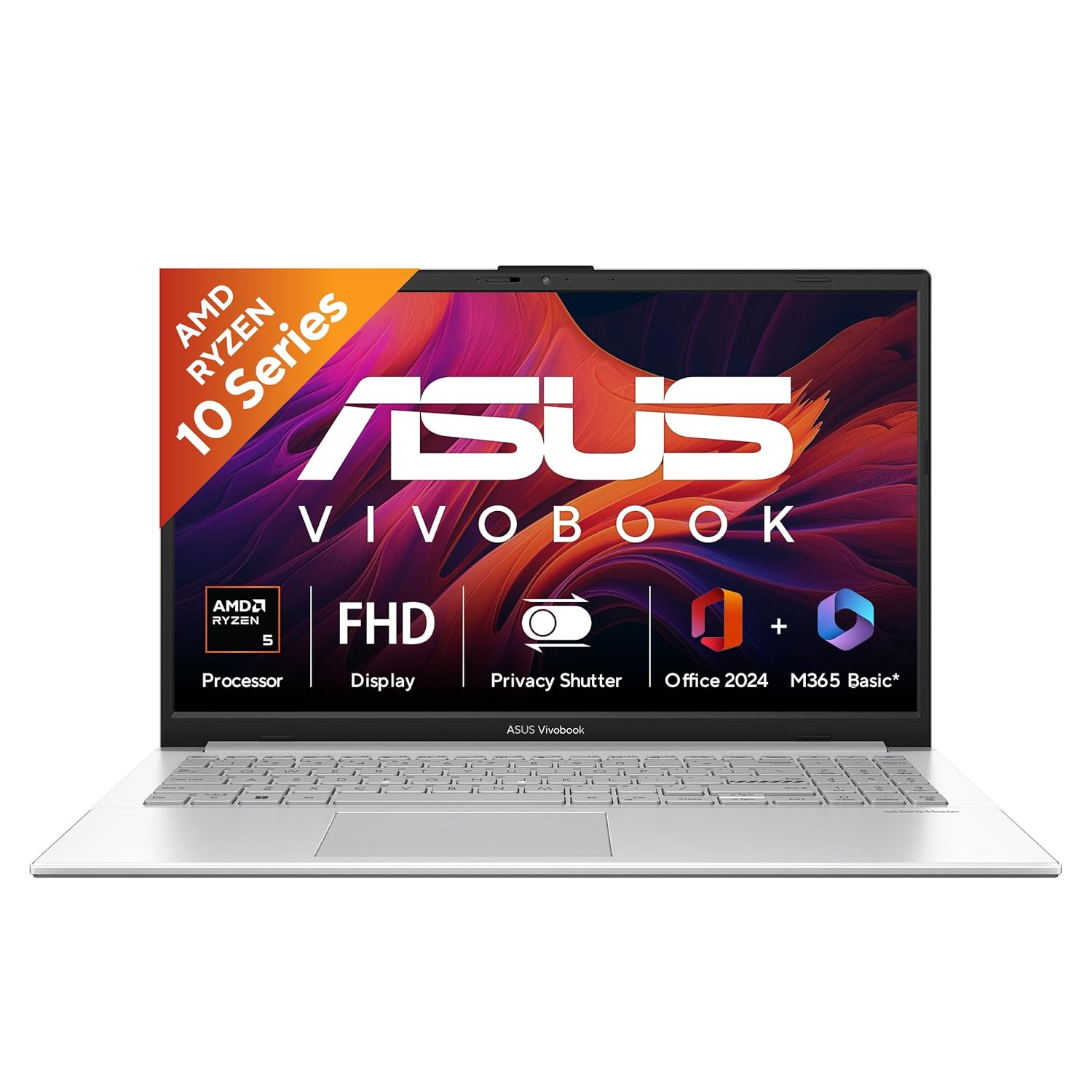 ASUS Vivobook Go 15 (2026),AMD Ryzen 5 40, AMD Radeon iGPU, 16GB RAM, 512GB SSD, FHD, 15.6"(39.6 cm),Windows 11,M365 Basic(1 Year)* Office 2024,Cool Silver,1.63 Kg,E1504FA-BQ2113WS,Thin & Light Laptop - Image 1