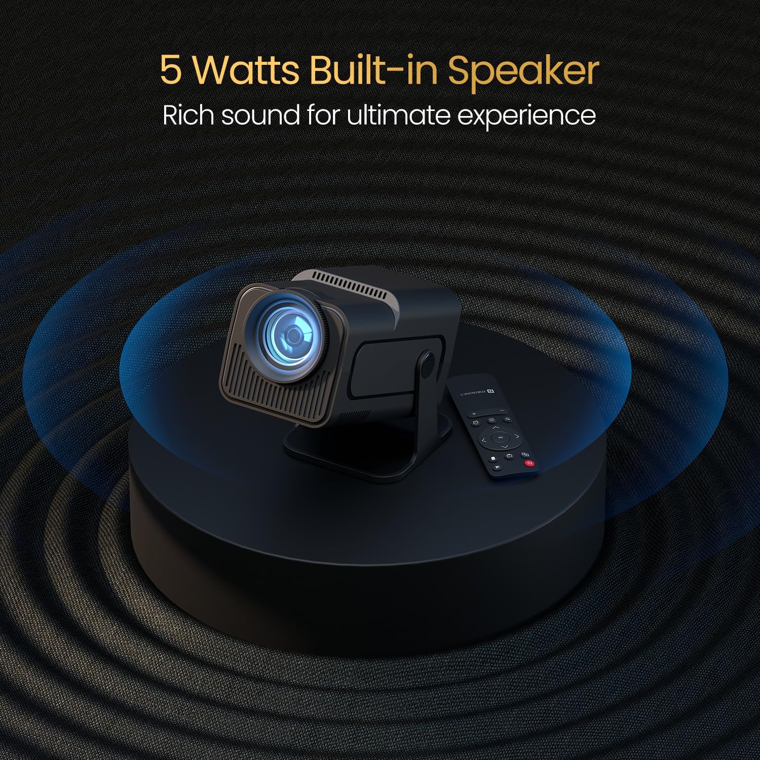 Portronics Beem 470 Smart LED Projector with 1080p Full HD Resolution, Rotatable Design, Built-in Streaming Apps (Netflix, Prime Video, Hotstar), 4500 Lumens, Screen Mirroring, 5 Watt Speaker(Black) - Image 3