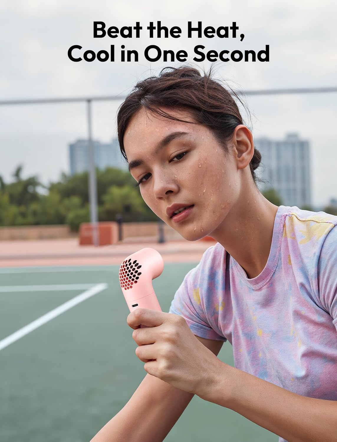 Aecooly Portable Handheld Aero Fan, High Speed Aluminum Case Turbo Mini r Fan with Honeycomb Air Inlet, Digital Display, Rechargeable Personal Small Pocket for Travel Beach -Pink - Image 3