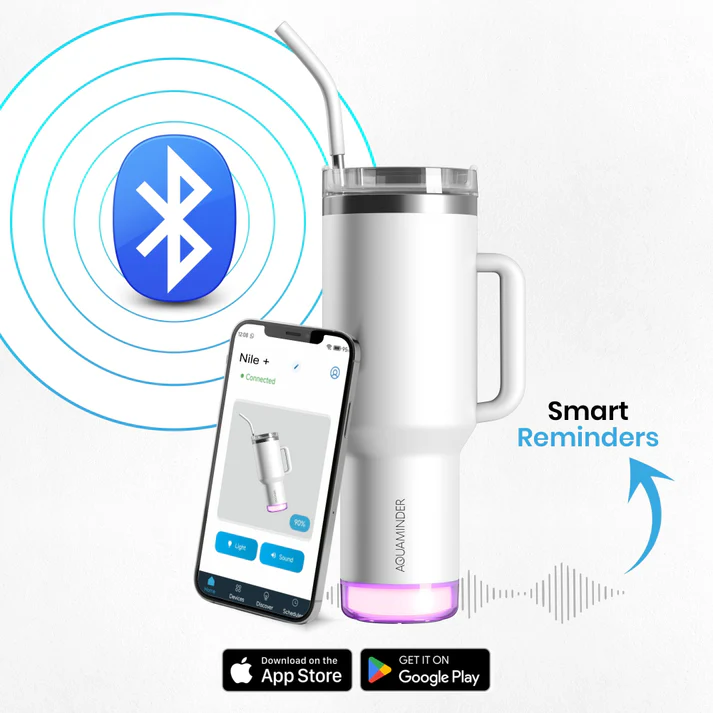 Aquaminder Smart Tumbler 1200ml Stainless Steel Vacuum Flask with Lid & Straw – SS304, Cup Holder Friendly | Car, Gym, Yoga & Travel Mug (Nile Plus, White) - Image 2