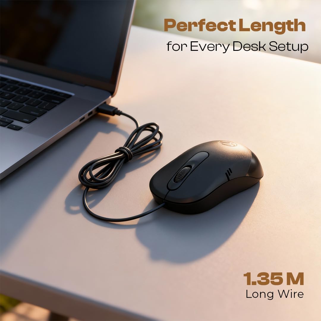 LAPCARE Optical USB Mouse L-60 Plus (Ind) 1000Dpi,3- Button, Scrolling Wheel, Plug and Play (Black) - Image 4