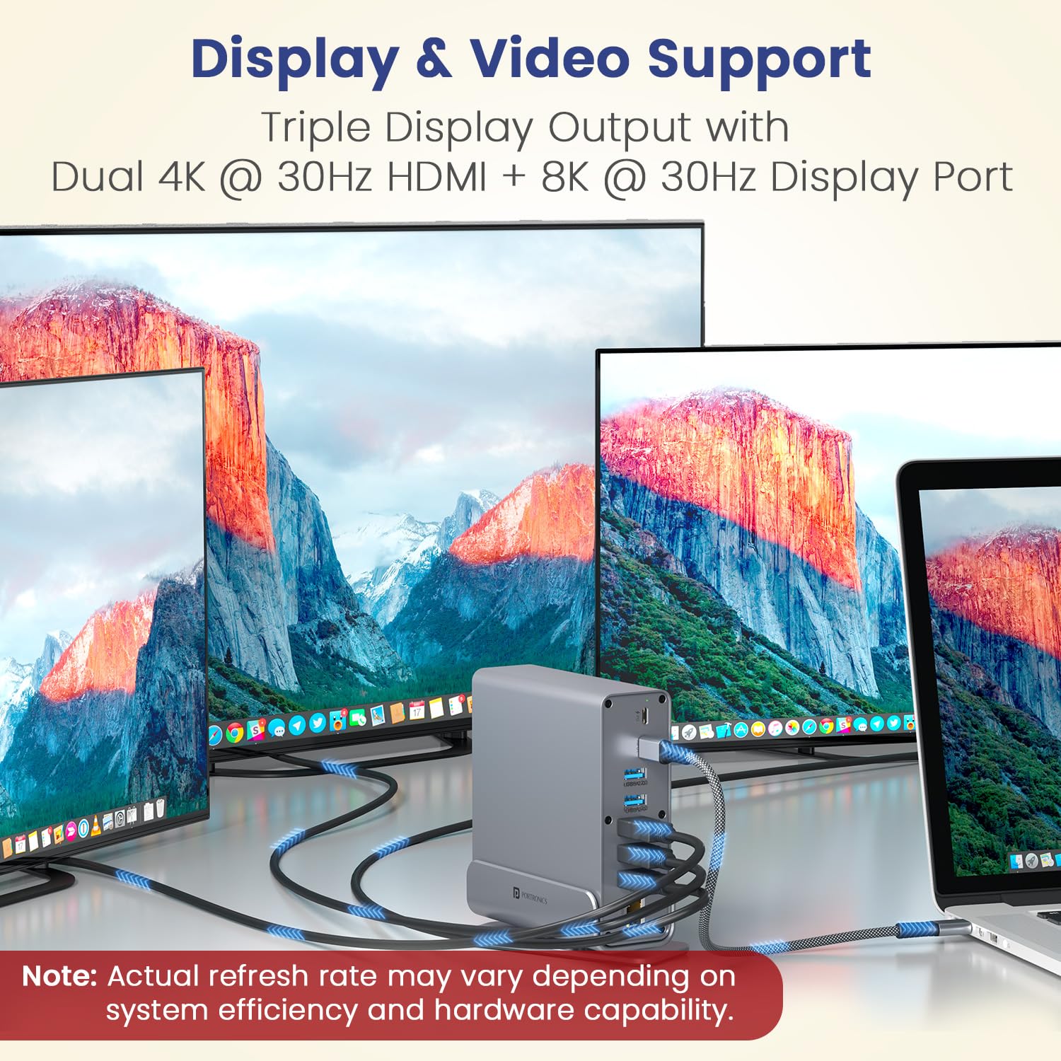 Portronics MPort Vault Pro 15-in-1 Type-C Metal Docking Station, Dual 4K@30Hz HDMI, 8K@30Hz DP, Triple Display Outpt, 100W PD, USB 3.2 & 3.0, 1000M Ethernet, SD/microSD 3.0 Slots Portronics MPort Vault Pro 15-in-1 Type-C Metal Docking Station, Dual 4K@30Hz HDMI, 8K@30Hz DP, Triple Display Outpt, 100W PD, USB 3.2 & 3.0, 1000M Ethernet, SD/microSD 3.0 Slots - Image 8