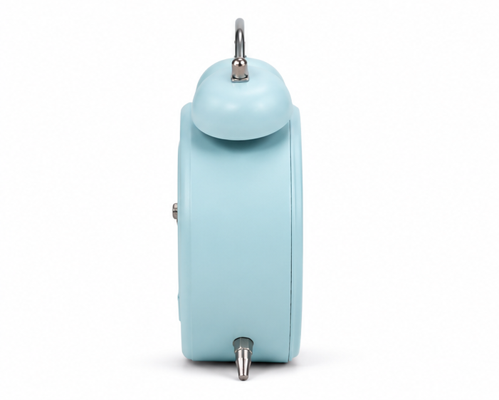 Light Blue Twin Bell Analog Alarm Clock with Cute Cartoon Dial - Image 2