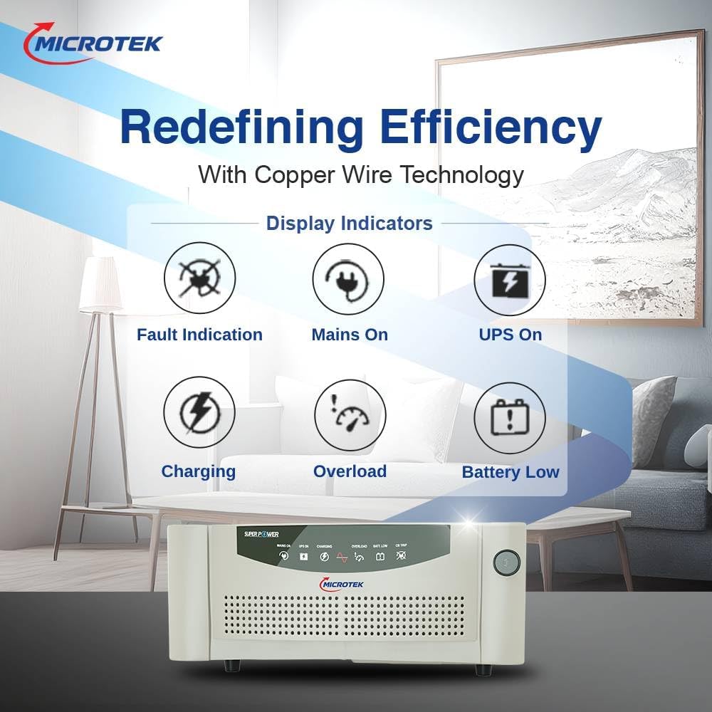 Microtek Super Power 900 Advanced Digital 800VA/12V Inverter, Support 1 Battery with 2 Year Warranty for Home, Office & Shops - Image 2