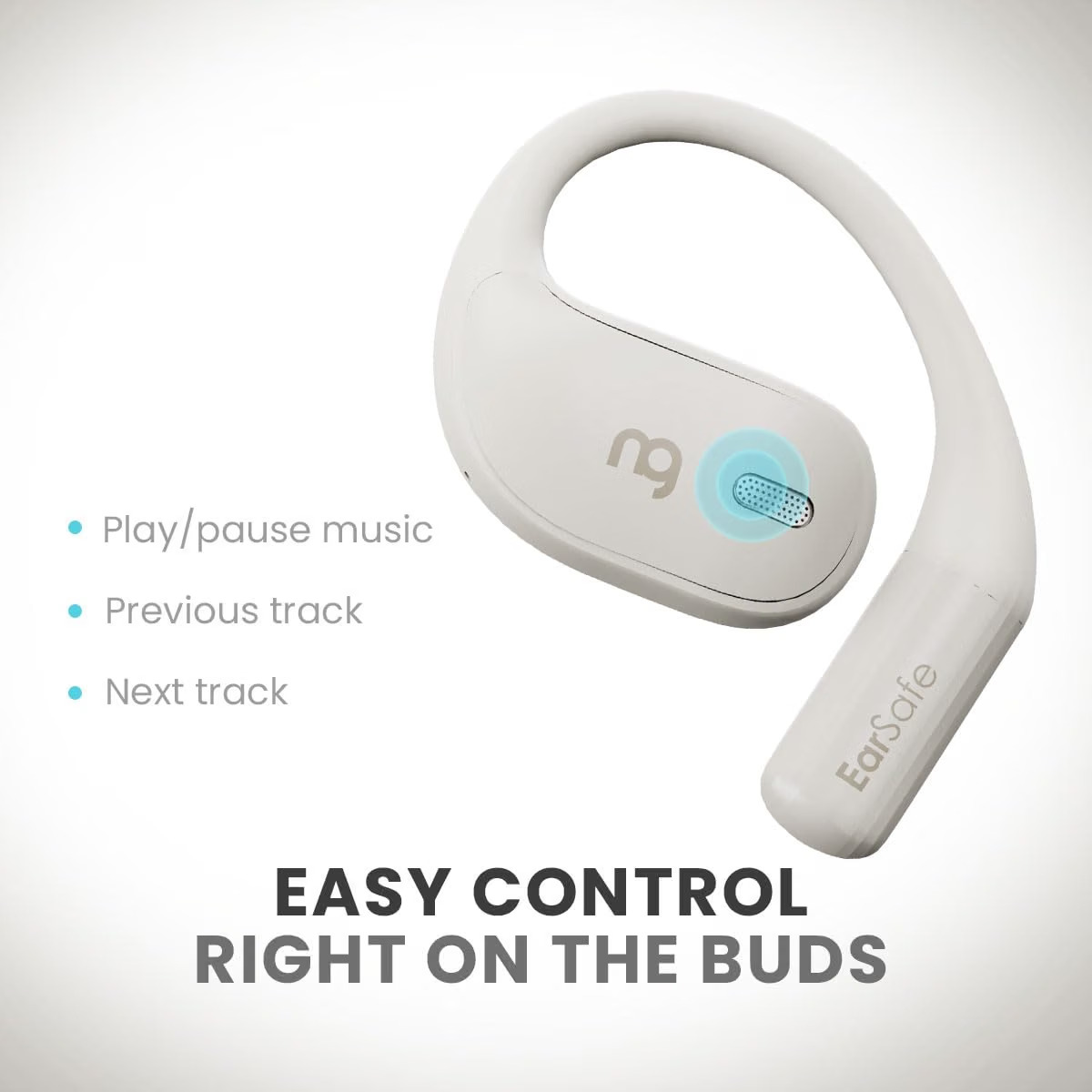 ng EarSafe OpenBuds - Air Conduction Open Ear Buds | Quad Mic ENC for Clear Calls | 12x17mm Drivers for Immersive Audio | Premium White - Image 3