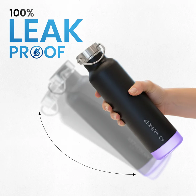 Aquaminder Thames+ Smart Water Bottle 600ml SS304 with App Connectivity – Black - Image 7