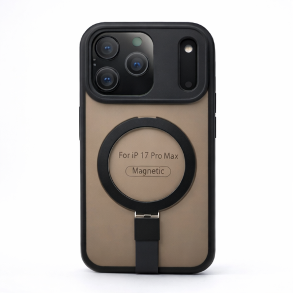 Matte Transparent MagSafe Case with Kickstand for iPhone 17 Pro Max (Smoke Brown Finish, Shockproof Design) - Image 1