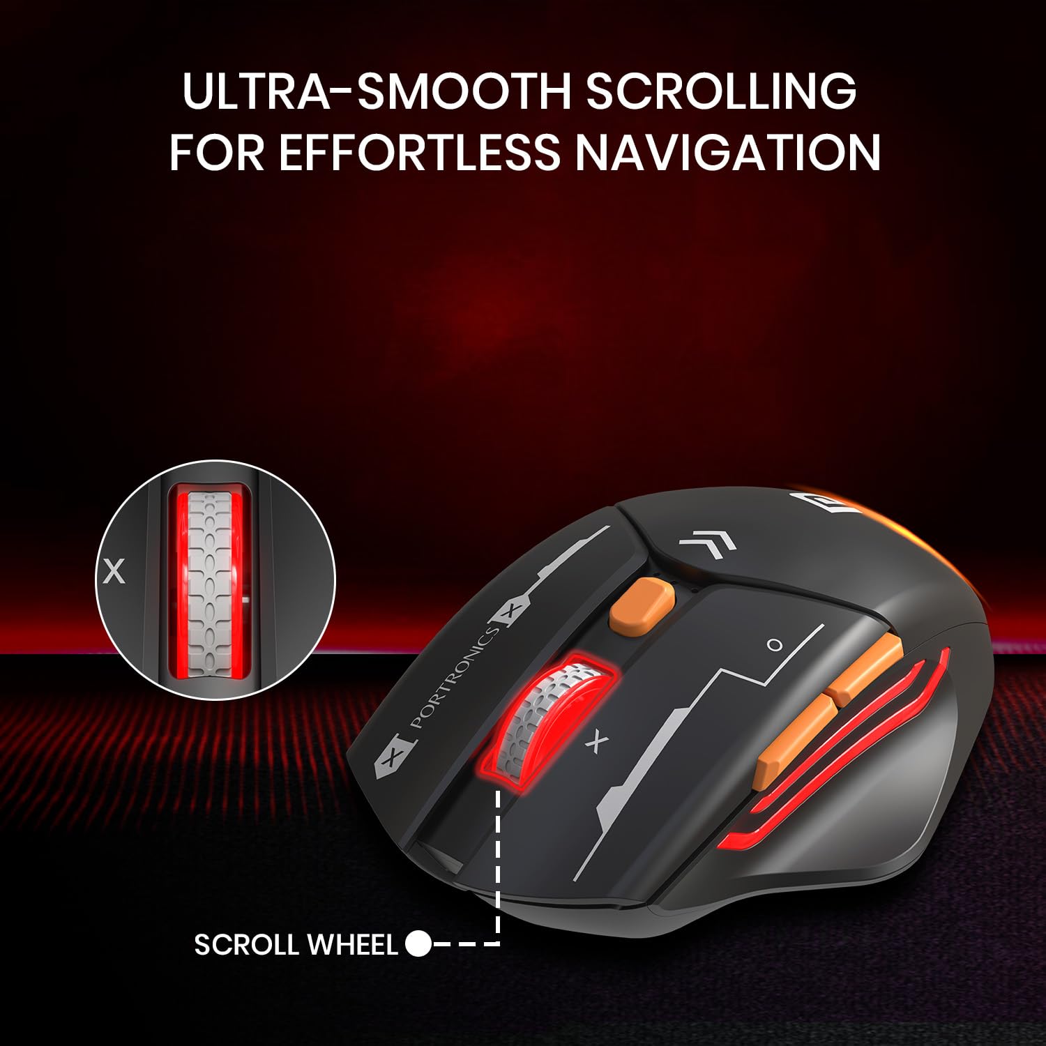 Portronics Vader Max Wireless Rechargeable Mouse, Thumb Support, Bluetooth 5.3 & 2.4 GHz Dual Mode, 6-Button Control, Adjustable DPI Up to 2400,Universal Compatibility for Laptop,Desktop,Gaming(Black) Portronics Vader Max Wireless Rechargeable Mouse, Thumb Support, Bluetooth 5.3 & 2.4 GHz Dual Mode, 6-Button Control, Adjustable DPI Up to 2400,Universal Compatibility for Laptop,Desktop,Gaming(Black) - Image 4