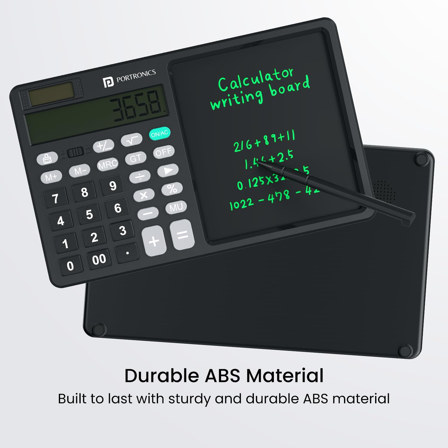 Portronics Ruffpad Calc 2 2-in-1 Calculator & LCD Writing Pad with 14.4 cm Writing Area, Multi Function Digital Calculator Stylus Pen for Students, Birthday Gift, Kids Toys, School, Office(Black) - Image 8