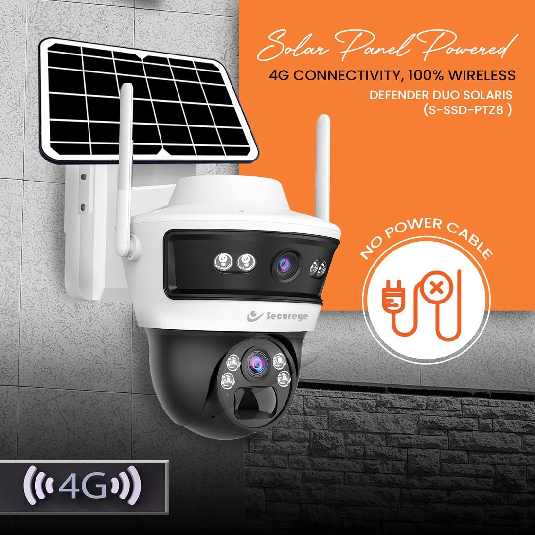 Secureye Pelican Series Defender Duo Solaris | 4G Solar Linkage Dual Lens 3MP+3MP Camera | Home/Commercial Security Camera | 2 Way Talk | Supports Up to 256GB TF Card Storage Secureye Pelican Series Defender Duo Solaris | 4G Solar Linkage Dual Lens 3MP+3MP Camera | Home/Commercial Security Camera | 2 Way Talk | Supports Up to 256GB TF Card Storage - Image 5