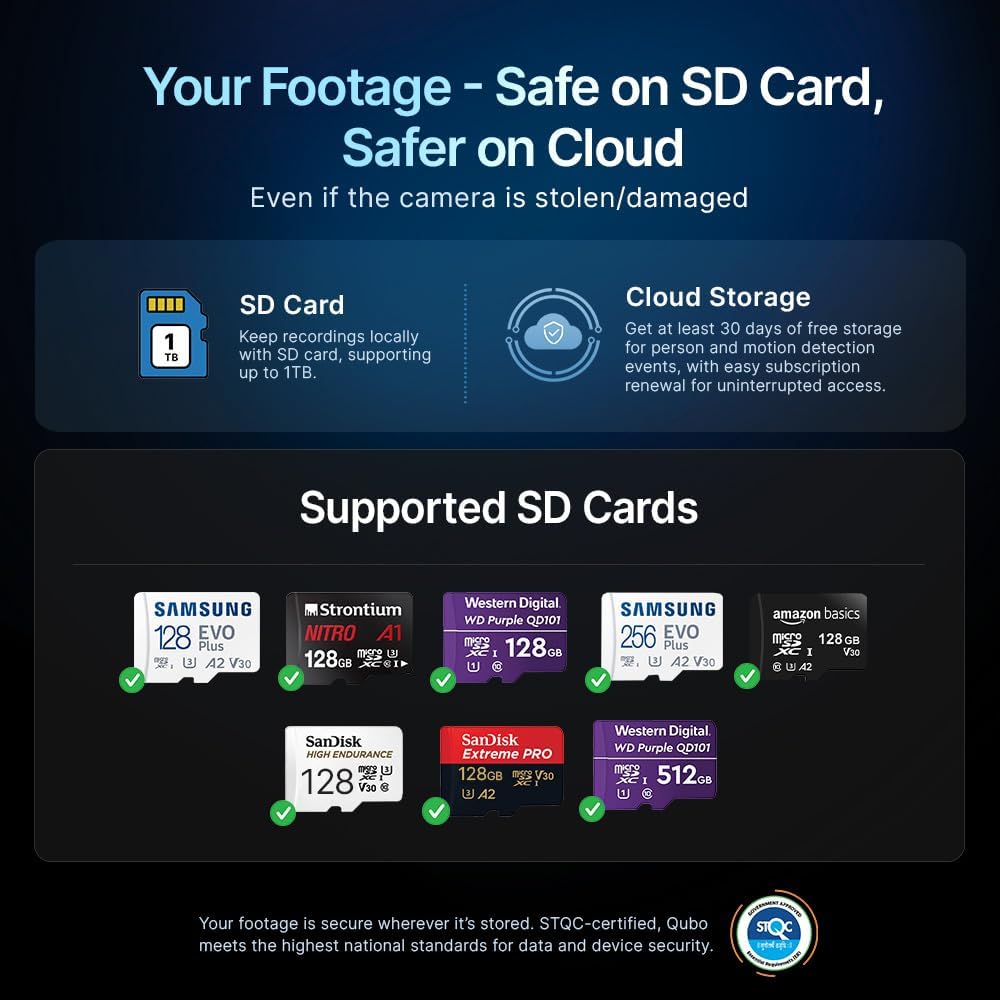 Qubo Smart 360 Ultra 2K 4MP 1440p WiFi CCTV Security Camera for Home from Hero Group | Mobile App | Two Way Talk | Night Vision | Cloud & SD Card Recording | Made in India | Alexa & OK Google | - Image 10