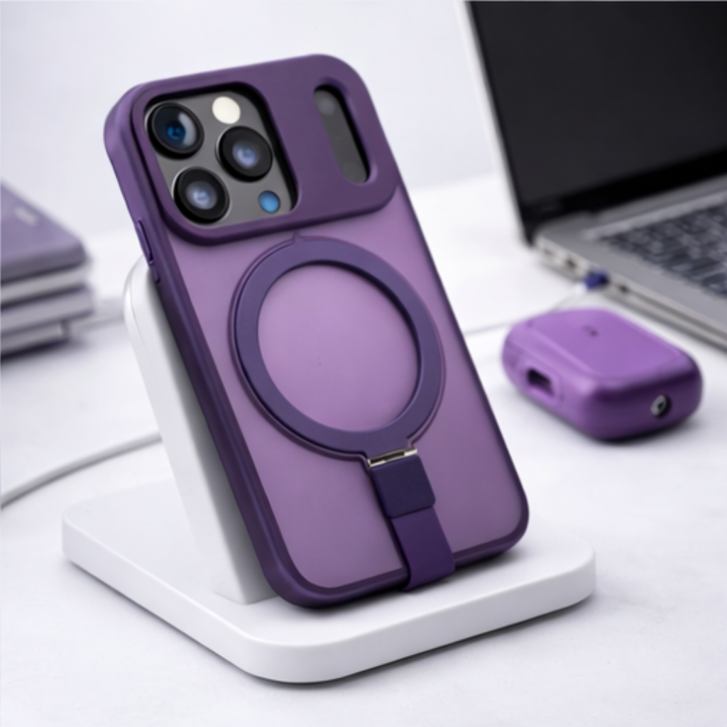 Matte MagSafe Case with Kickstand for iPhone 17 Pro (Royal Purple Finish, Shockproof Design) - Image 4