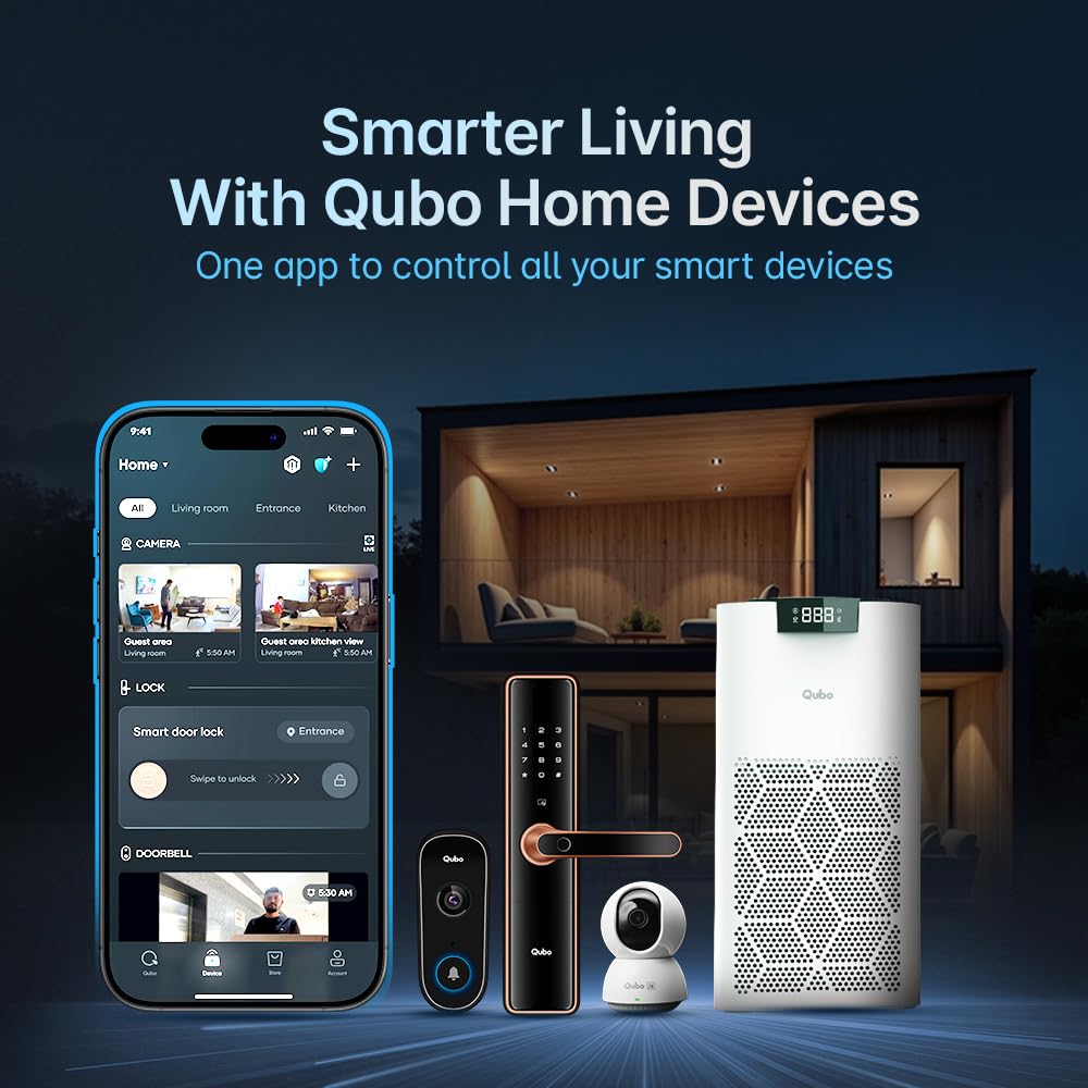 Qubo Smart Air Purifier for Home Q500, From Hero Group, Up To 500 Sqft, Removes 99.99% Allergens, App & Voice Control, Filter Life 9000 Hrs, True HEPA H13 Filter, Energy Saving, Ultra Quiet BLDC Motor - Image 5