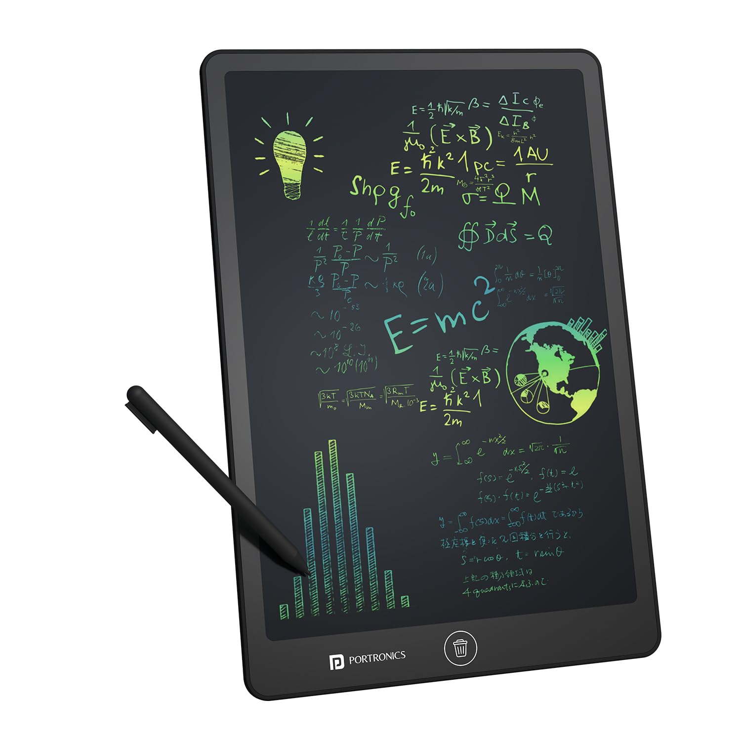 Portronics RuffPad 16 Lite, 16-Inch Multicolour LCD Writing Pad with Pressure-Sensitive Screen, One-Tap Erase, Screen Lock, Stylus Pen, Reusable Digital Notepad, Ideal for Kids, Office & Gifting - Image 1