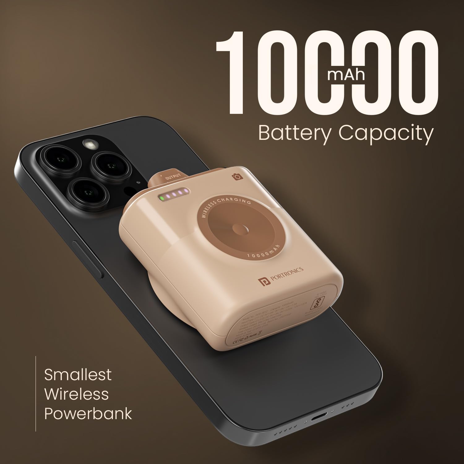 Portronics Moji 10K Smallest Wireless 10000Mah Fast Charging Power Bank with Detachable USB Type-C Cable, Strong Magnet, 20W Wired Output, for iPhone 12 & Above, Android & All Qi Enabled Devices Portronics Moji 10K Smallest Wireless 10000Mah Fast Charging Power Bank with Detachable USB Type-C Cable, Strong Magnet, 20W Wired Output, for iPhone 12 & Above, Android & All Qi Enabled Devices - Image 8
